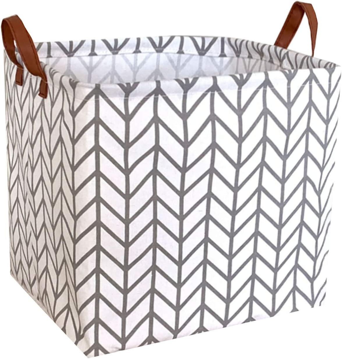 Sanjiaofen Square Storage bin, Laundry Basket,Collapsible Storage Box with Handles for Nursery Storage (Grey Wheat) …