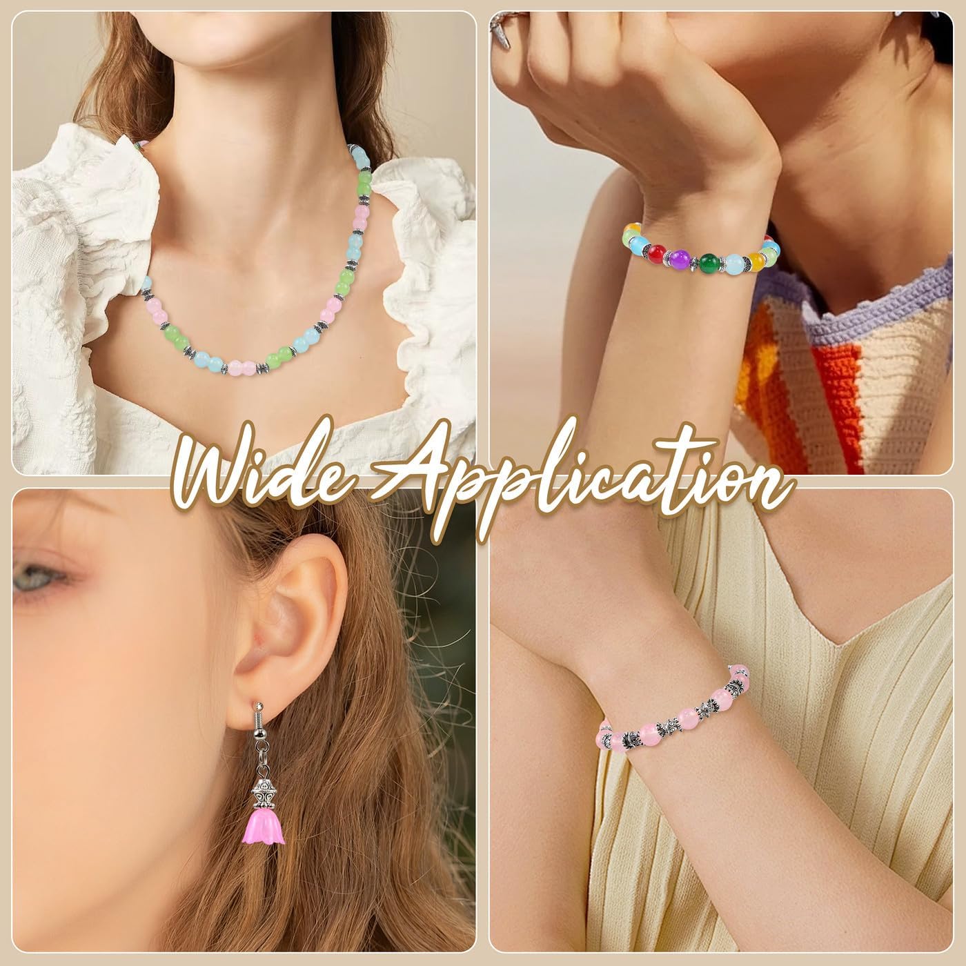 ZHIYUXI 500PCS 10Styles Antique Silver Rondelle Spacer Beads for Jewelry Making Sliver Metal Beads for Bracelet Necklace Earring - Image 5