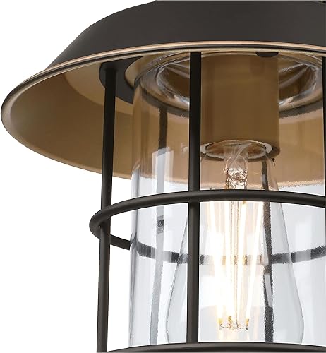 Miniatura 6 de Westinghouse 6121600 Iron Hill - Lámpara de pared para exteriores, estilo vintage, acabado de bronce negro con reflejos, cristal transparente de 9