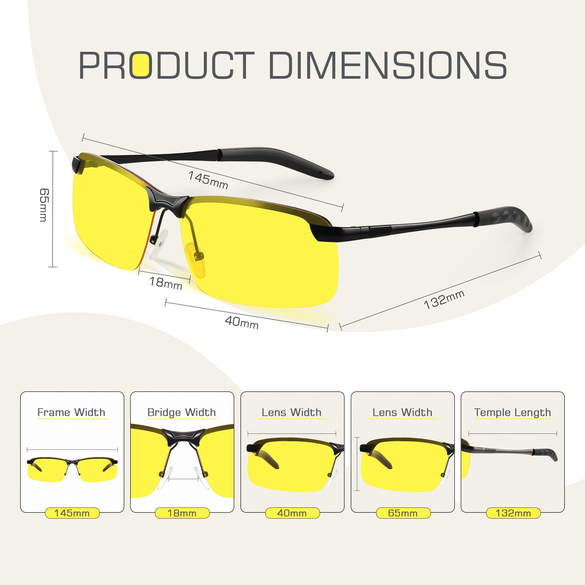Gafas de conducción nocturna para hombres, gafas de visión nocturna, antirreflejos, antirreflejos, para viajes y viajes largos