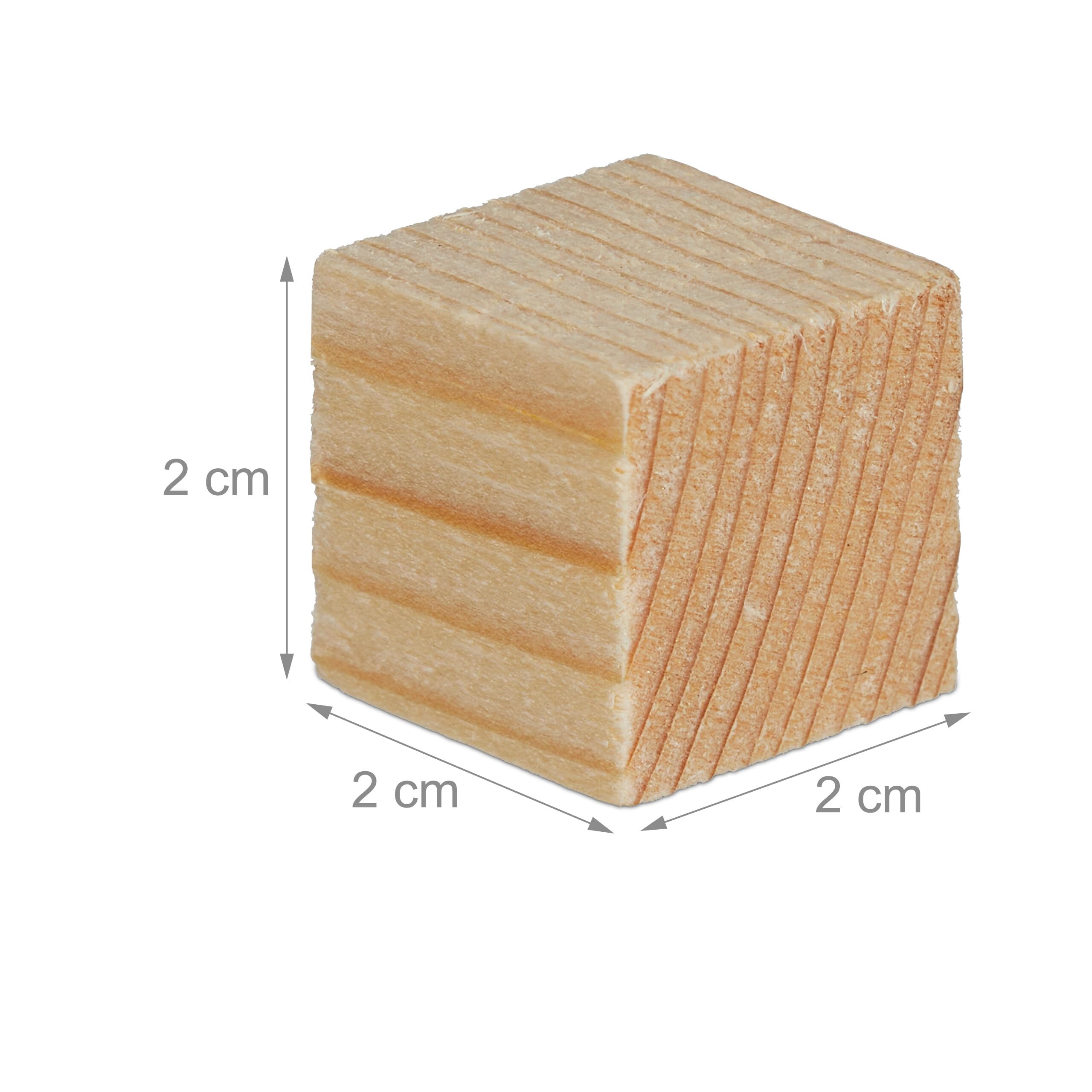 Relaxdays Cubes Set of 160, for Arts and Crafts Wooden Blocks 20mm, DIY Decoration, Untreated Pine Wood, Natural, 2 x 2 x 2 cm - Image 4