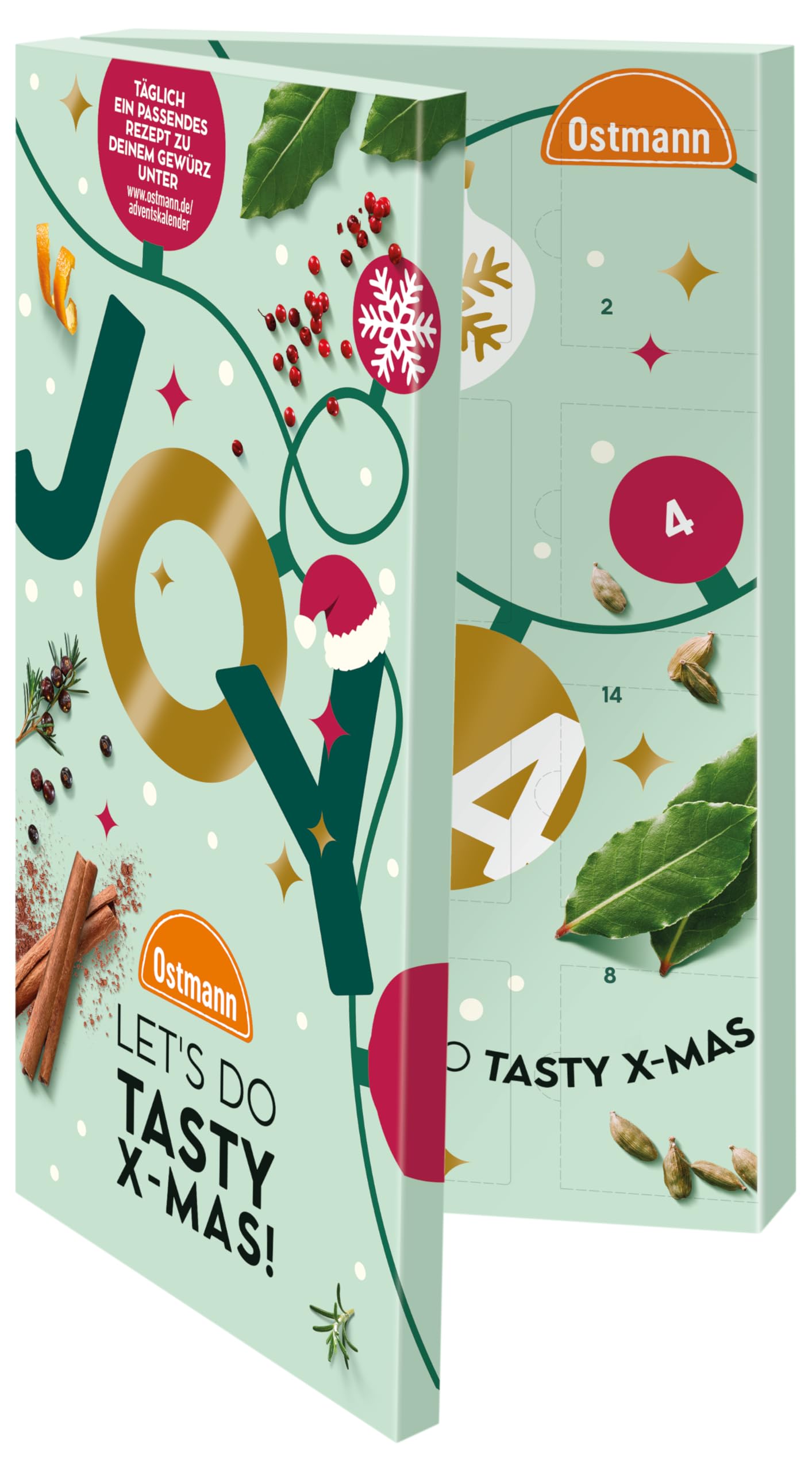 Ostmann Gewürze - Adventskalender 2025 | Gewürzkalender mit 24 abwechslungsreichen Gewürzmischungen zum Probieren | Leckere Rezepte zu jedem Gewürz | Geschenkidee für Advents- & Weihnachtszeit