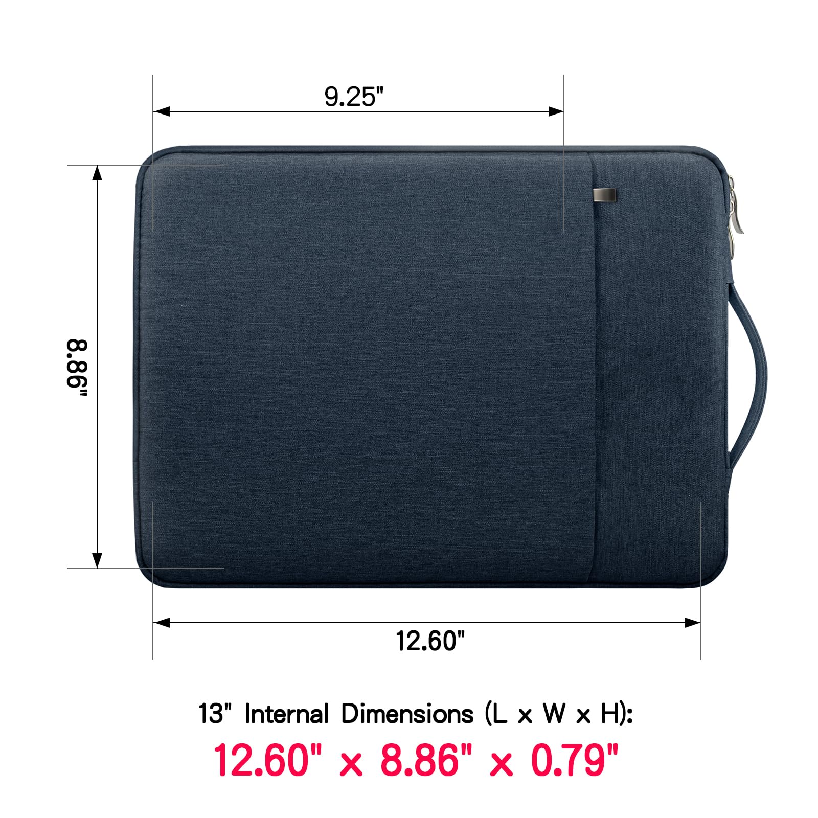 RAINYEAR 13-13,3 Pollici Custodia Protettiva per Laptop Sleeve Impermeabile Borsa con Tasca Frontale e Maniglia, Compatibile con 13,6" A2681 M2 MacBook 13,3" Air Pro M1 Chromebook PC Notebook,Blu Navy