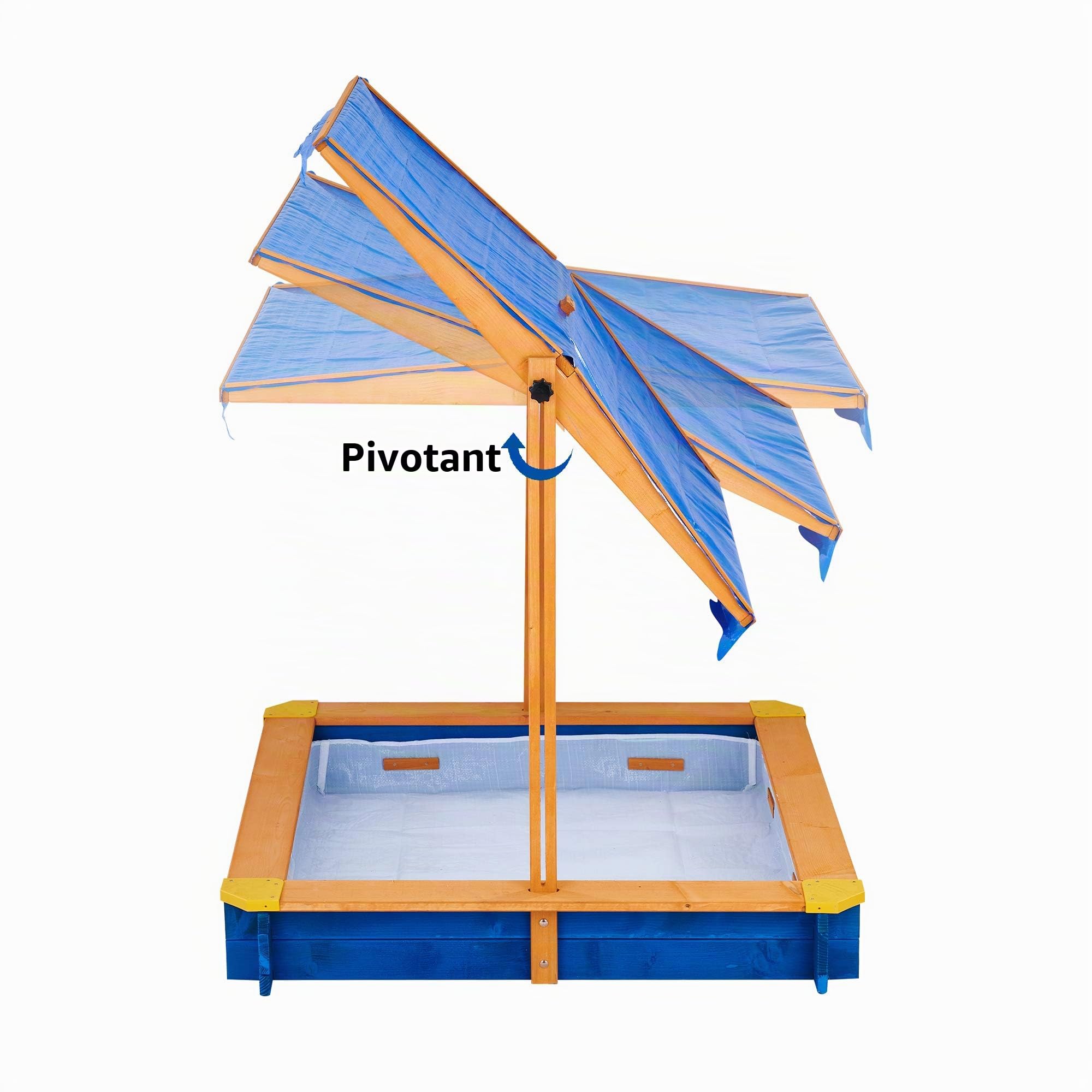 Teamson Kids en Bois Pigne de Sable avec Couvercle, Grand boîte de Sable extérieur avec Couvercle de canopée Rotatif pour Jardin extérieur, Hauteur réglable, bac à Sable pour Enfants | Été, D'extérieur