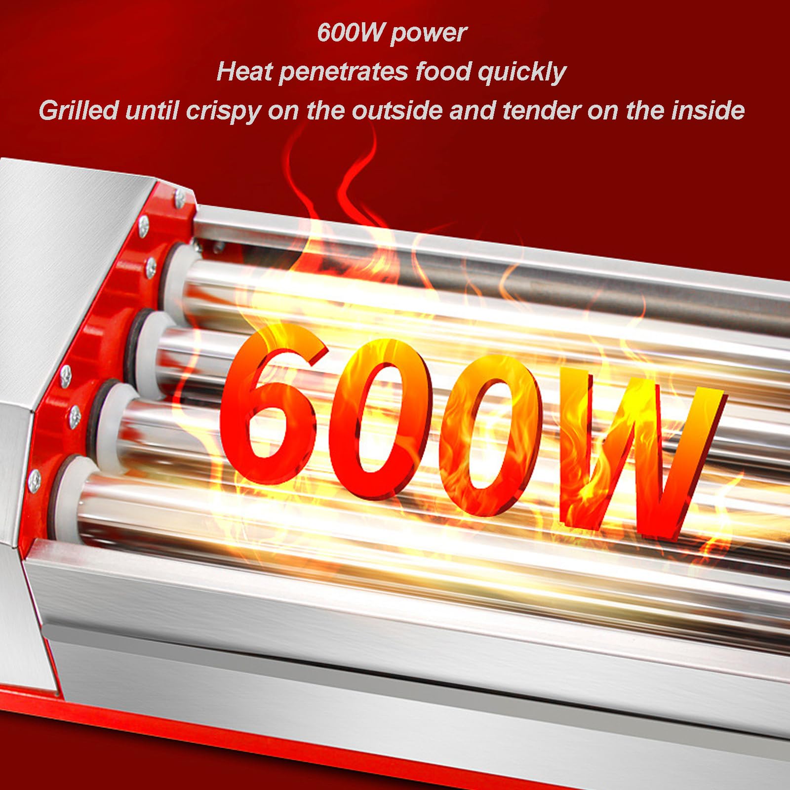 Máquina con Rodillo para Perritos Calientes de 600W, Parrilla para Salchichas, Parrilla con Rodillo multifunción para Tiendas de conveniencia, Camiones de Comida