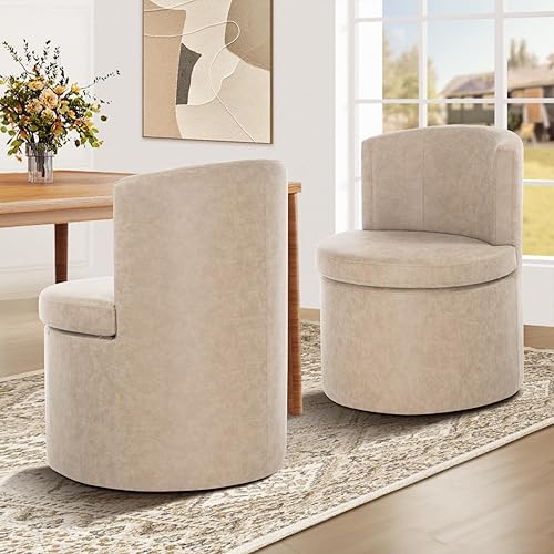 Miniatura 14 de Juego de 2 sillas de comedor con ruedas de piel sintética, modernas tapizadas para cocina y comedor, cómodas sillas decorativas, para dormitorio,