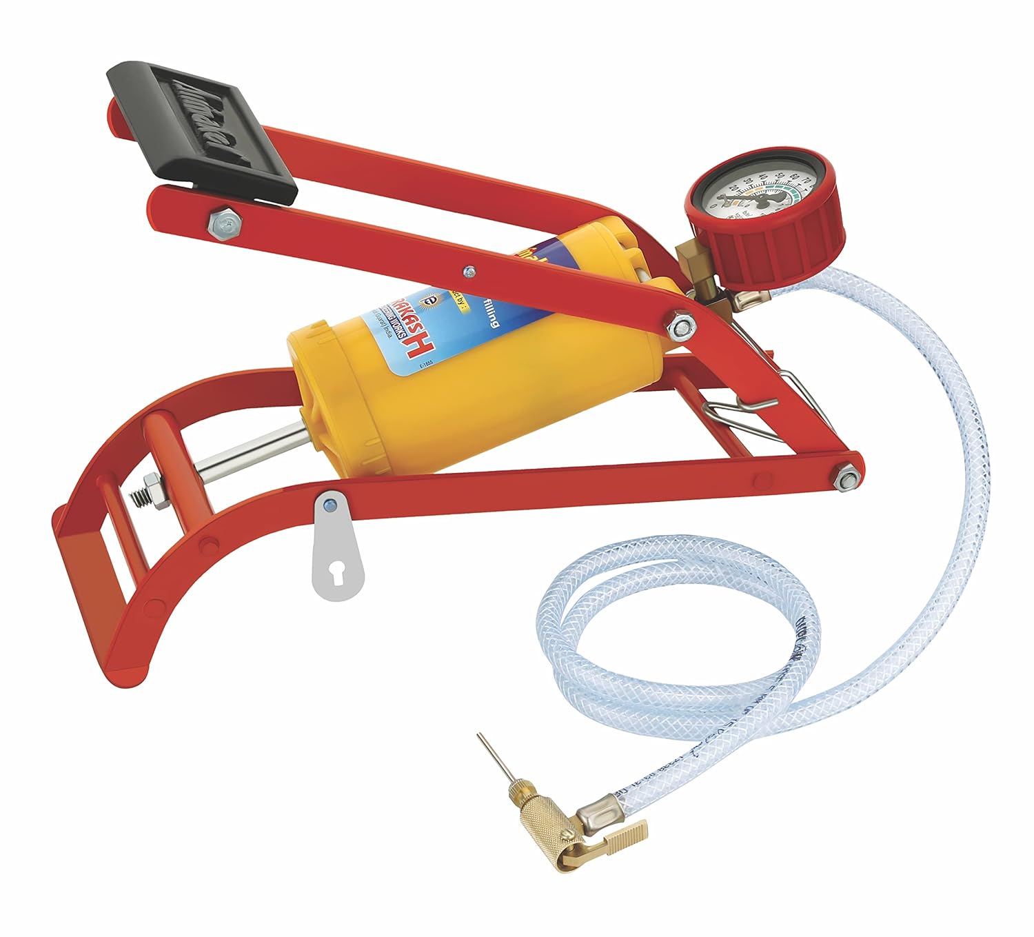 Airmaker AMPB1 Air Foot Pump Nylon Plastic Body Use for Car or Motorbike or Bicycle Tyre Air Filling 150 Psi (Yellow and Red)