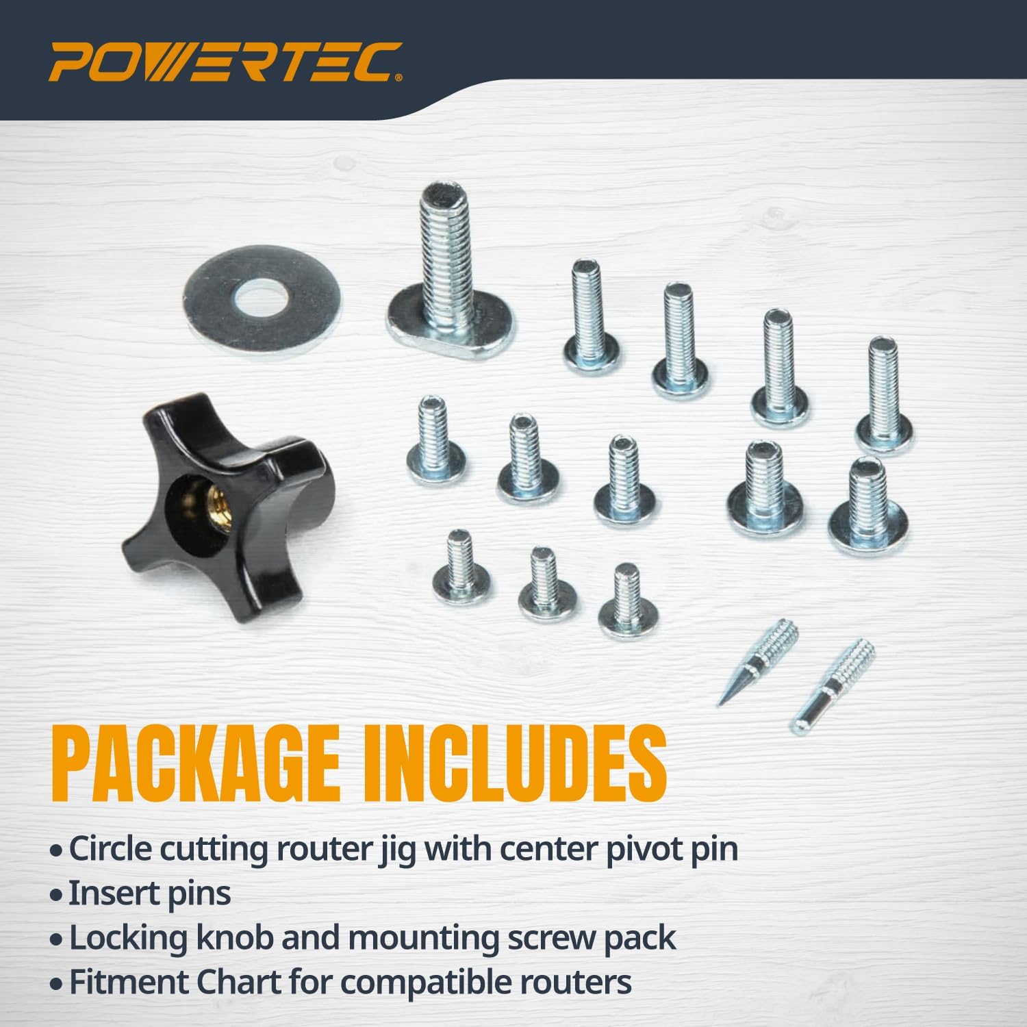 POWERTEC Circle Cutter Router Jig Cuts Perfect Circles from 10” to 53”. Circle Guide Kit Includes Pivot Pins Fits Porter Cable, Bosch, Milwaukee, Ryobi, Makita, Dewalt, Craftsman, Hitachi (71637)