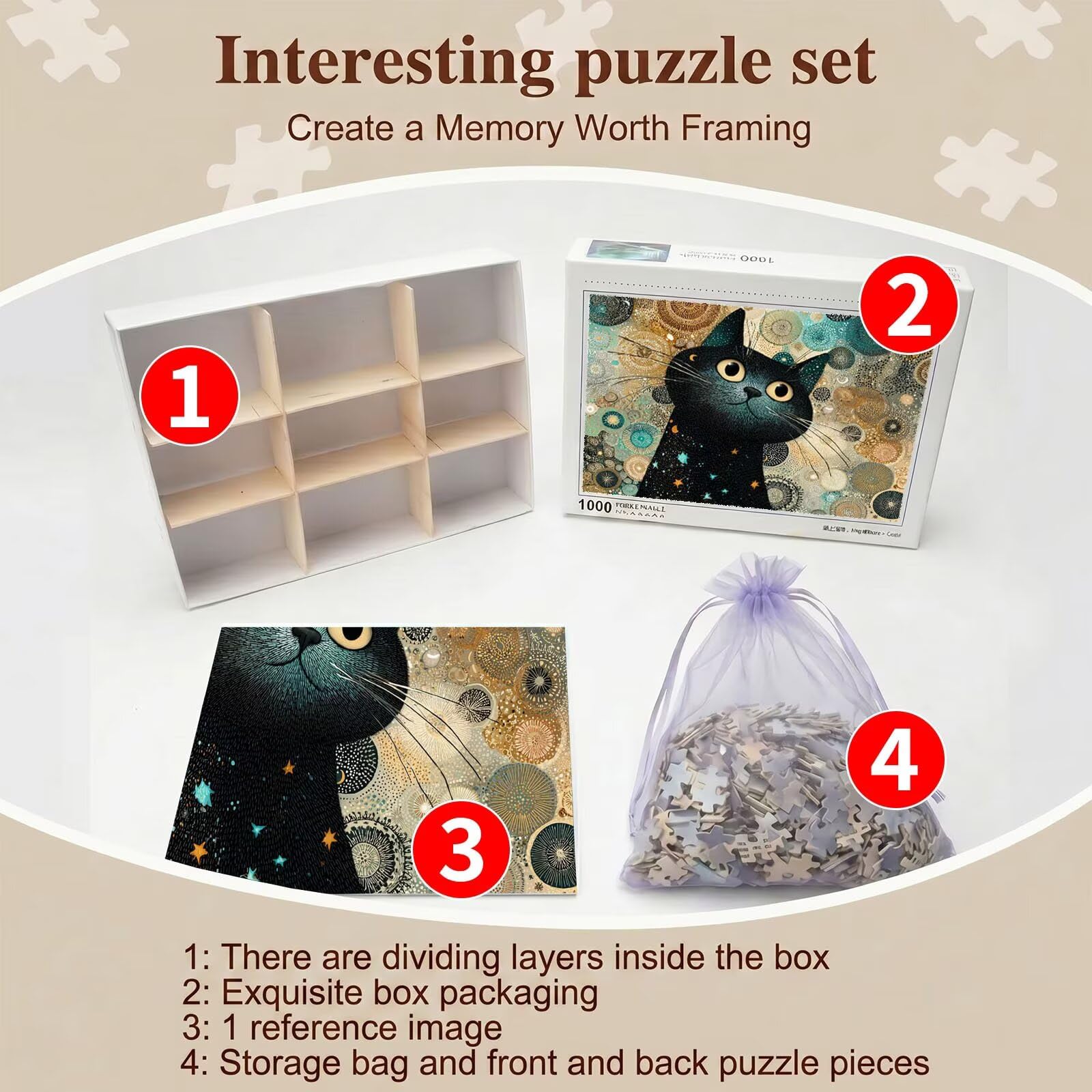 gatto nero-2 Puzzle 5000 Pezzi per Adulti, Puzzle in Legno - Collezione Classica con Poster Incluso - Sfida di Concentrazione e Passatempo Antistress, Gioco Educativo per Famiglia, 156 x 105 cm f0-704