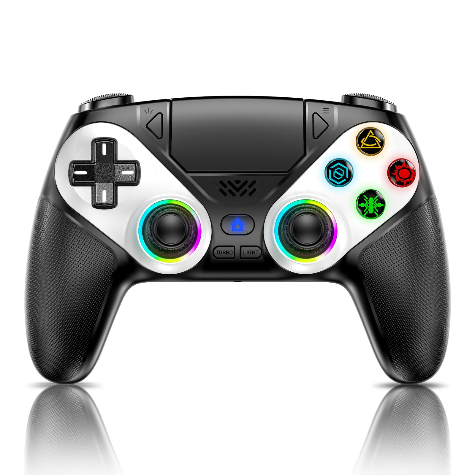 Dinosoo RGB Wireless Controller für PS5/Pro/Slim/PC, PS5 Controller mit Back Paddles, Turbo, Makro, Touch Pad, 6-Achsen-Bewegungs, Dual Vibration, 3.5mm Audio Jack