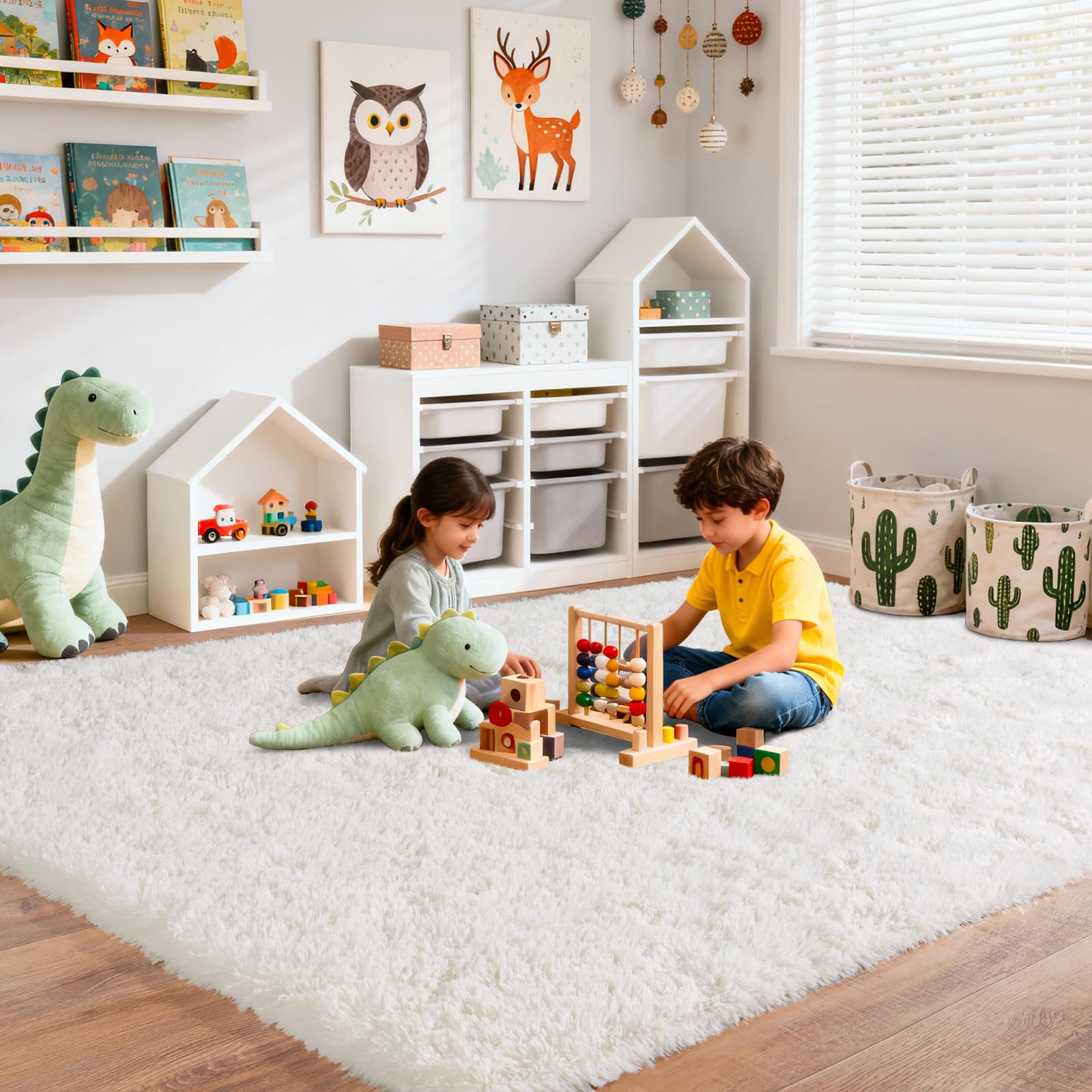 Tappeto a pelo lungo 160x230 Crema, Shaggy a pelo lungo Soffice Tappeto per Soggiorno, Moderno Tappeto per Soggiorno Sottoletto Antiscivolo per Camera da Letto Camera dei Bambini