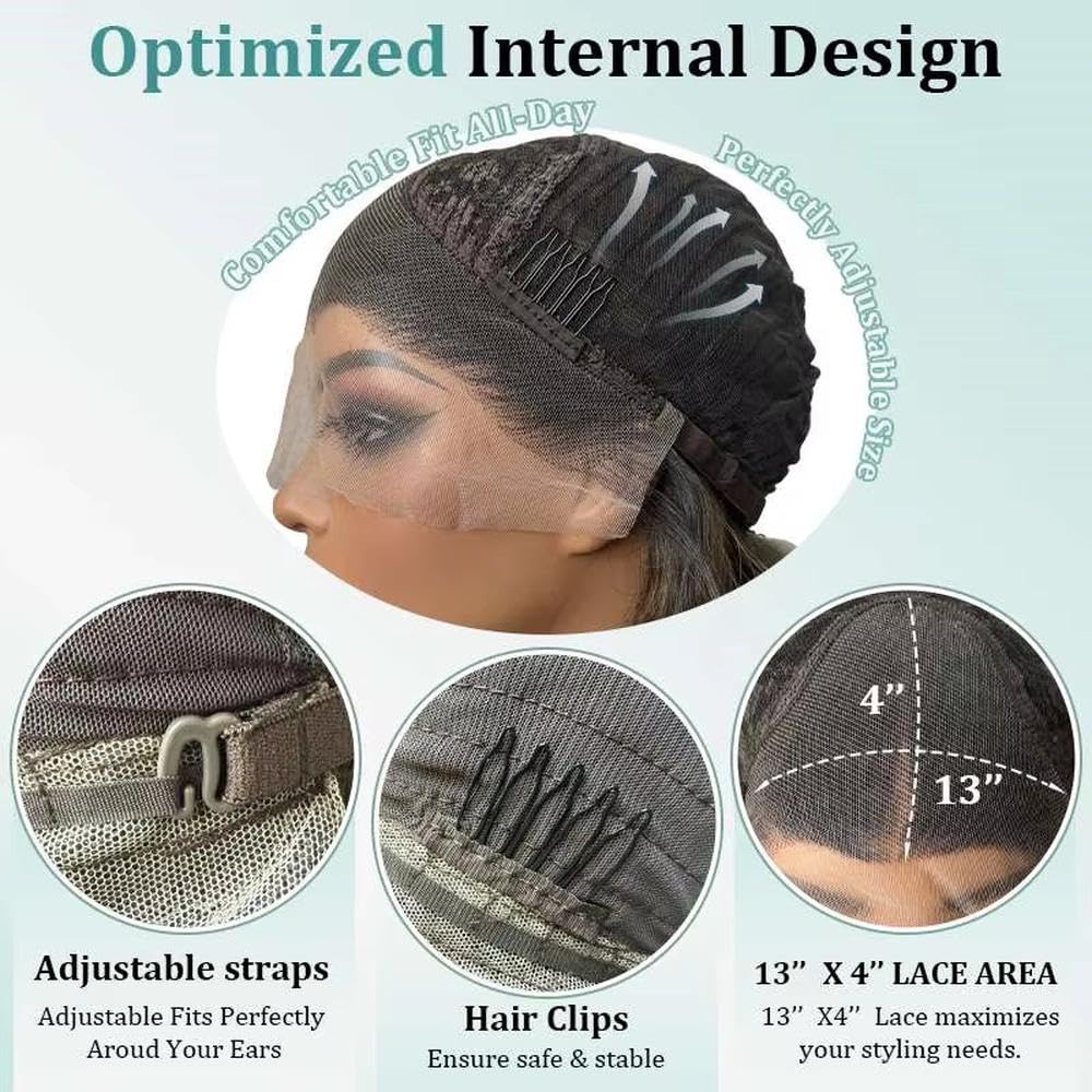 Haarpflege Mittelbraune Perücke Mit Blonden Natürlichen Glatten Haaren 13 X 4 Transparente Spitze Tägliches Tragen Cosplay