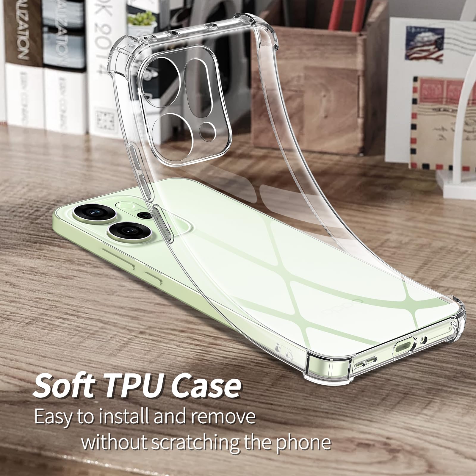 Cover Per Oppo Reno 14 5G Con Vetro Temperato E Protezione Fotocamera Scorrevole – Custodia Antigraffio Con Staffa Anteriore E Posteriore, Silicone E PC, Colore Nero