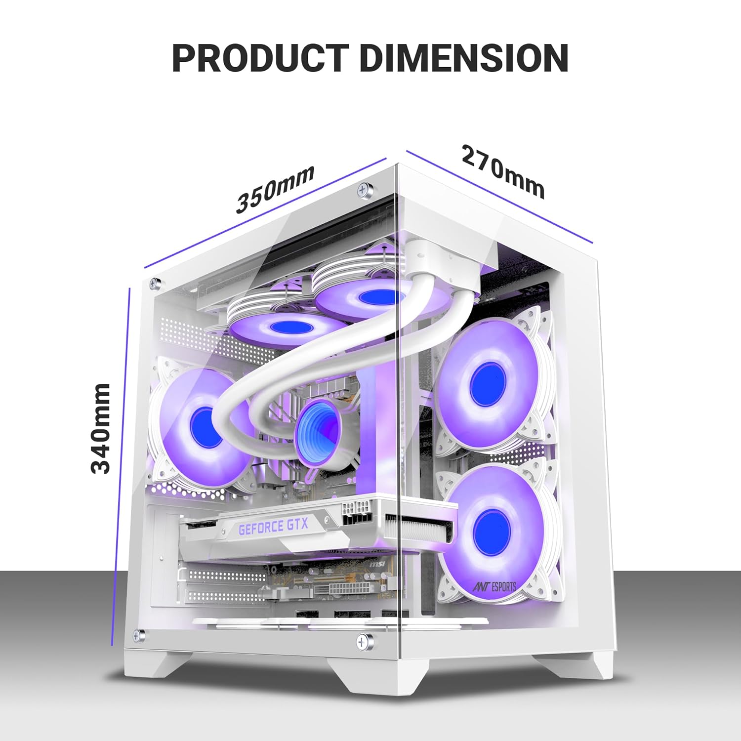 Ant Esports Crystal Z2 Mid-Tower Computer Case/Gaming Cabinet – White | Support Micro-ATX, Mini-ITX | Pre-Installed 3 ARGB Infinity Mirror Fans 57 715Mwv03SkL. SL1500