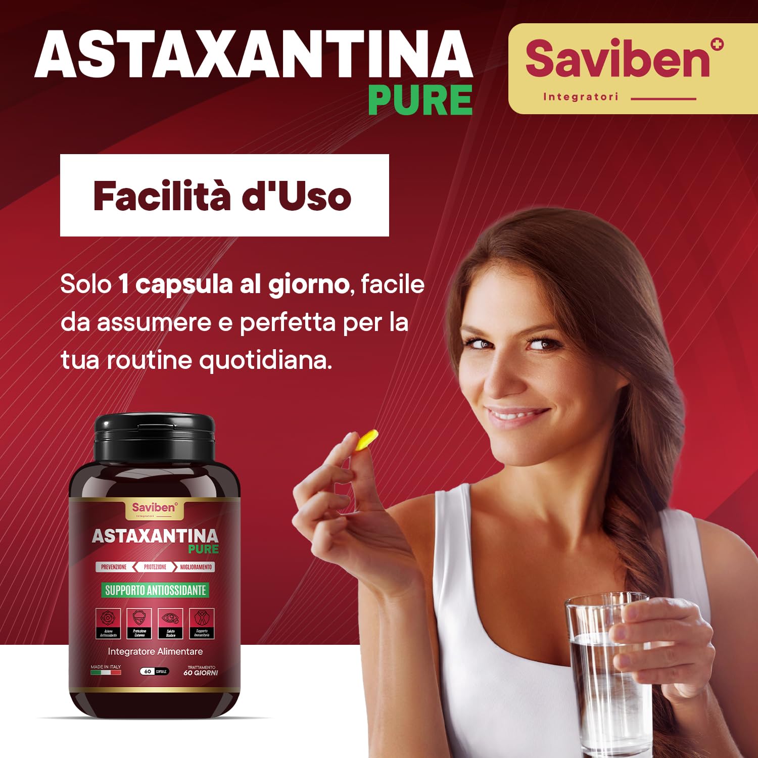 PREZZO LANCIO Astaxantina 8mg/dose Potente Antiossidante Naturale Supporta la Salute di Occhi, Pelle, Articolazioni e Difese Immunitarie Capsule Facili da Ingerire Dosaggio Giornaliero Raccomandato