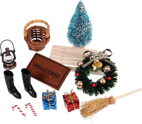 BinaryABC Casa de muñecas de Navidad, accesorios de jardín en miniatura, accesorios de jardín de hadas de Navidad, mini adornos de Navidad, 13