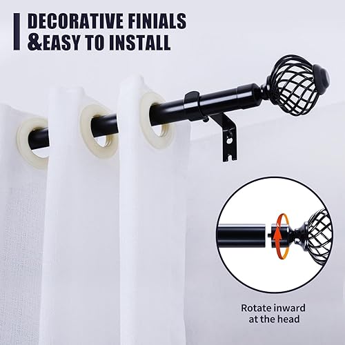 Miniatura 10 de Niviy Barras de cortina para ventanas de 32 a 122 pulgadas, juego de barras de cortina doradas con 3 soportes, barras de cortina decorativas largas