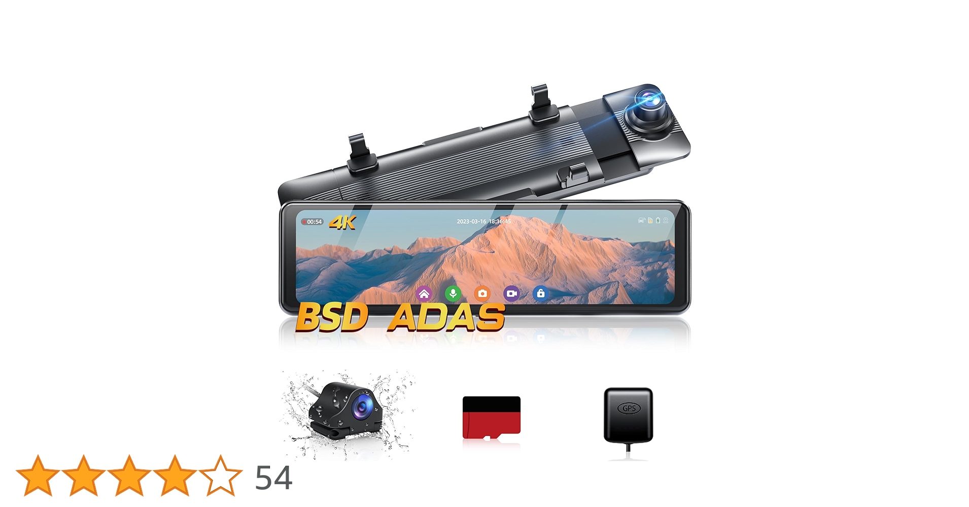 ⭐️送料無 美品 現行 GKU M9 4K ドライブレコーダー BSD ADAS Amazon.co.jp: GKU ドライブレコーダー ミラー型 4K【BSD死角