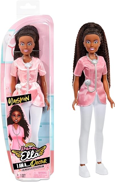 MGAs Dream Ella 578062EUC Collectable Toy for Kids-29cm Fashion Doll with Stethoscope-Includes Doctor Uniform & Shoes, for Toddlers Ages 3 Years Plus, Yasmin