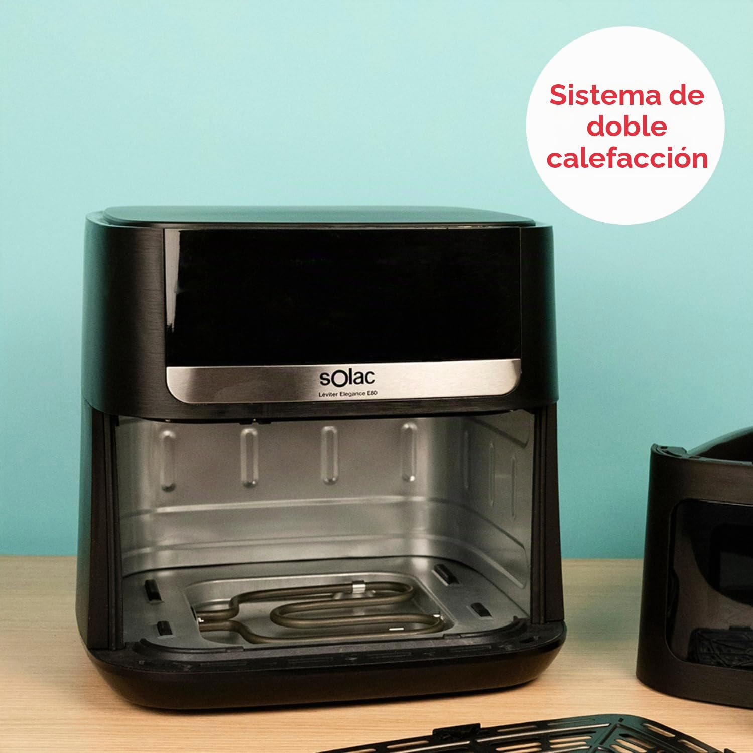Solac - Air Fryer Leviter Elegance E80 | 1800W 8L | Pantalla Táctil | 8 Programas Automáticos | Temperatura Ajustable y Temporizador | Cocina Rápida | Apta para Lavavajillas | Negro
