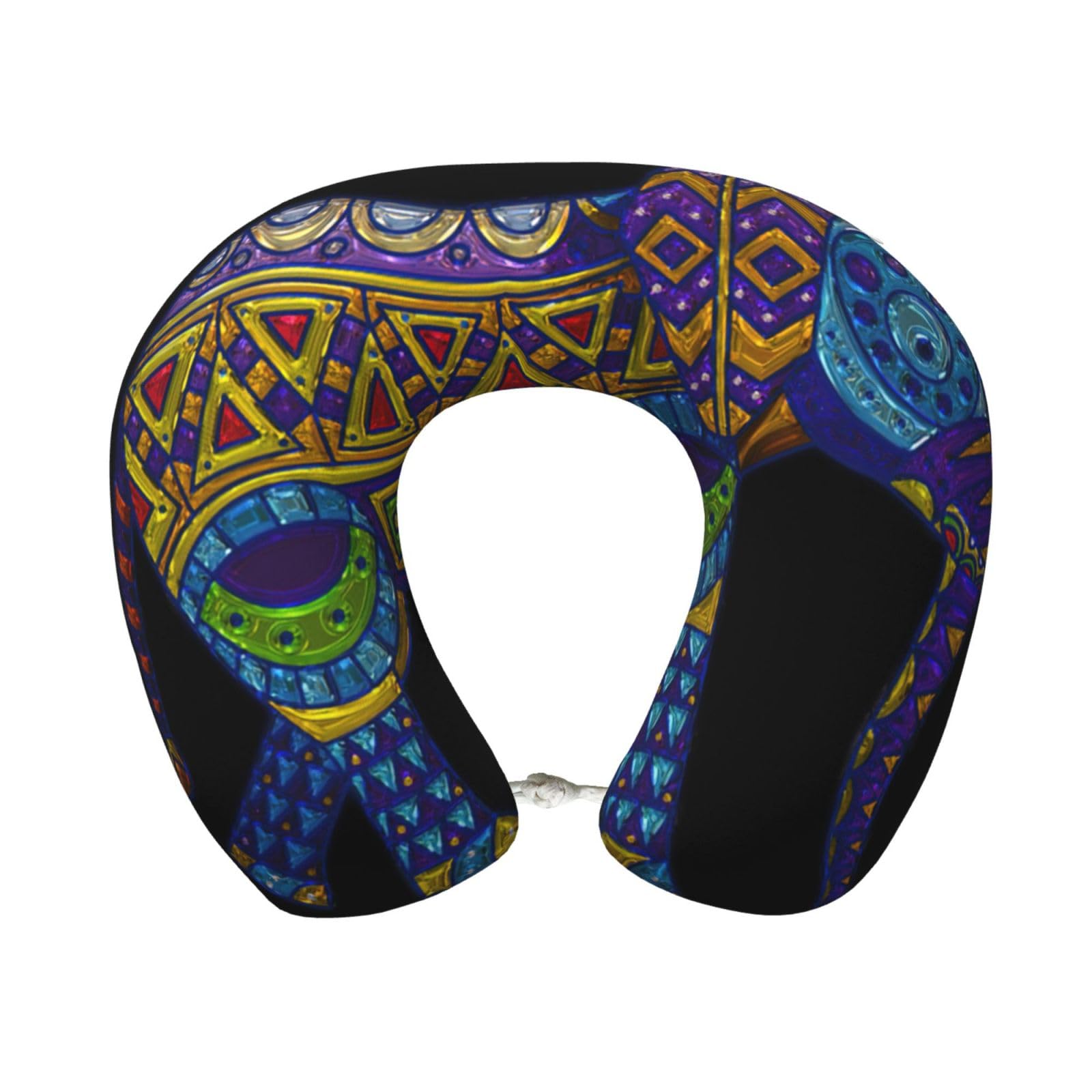 yagDAA Elephant Print U-Shape Travel Neck Pillows Memory Foam Neck Pillow For Airplane Car Office Sleeping Rest