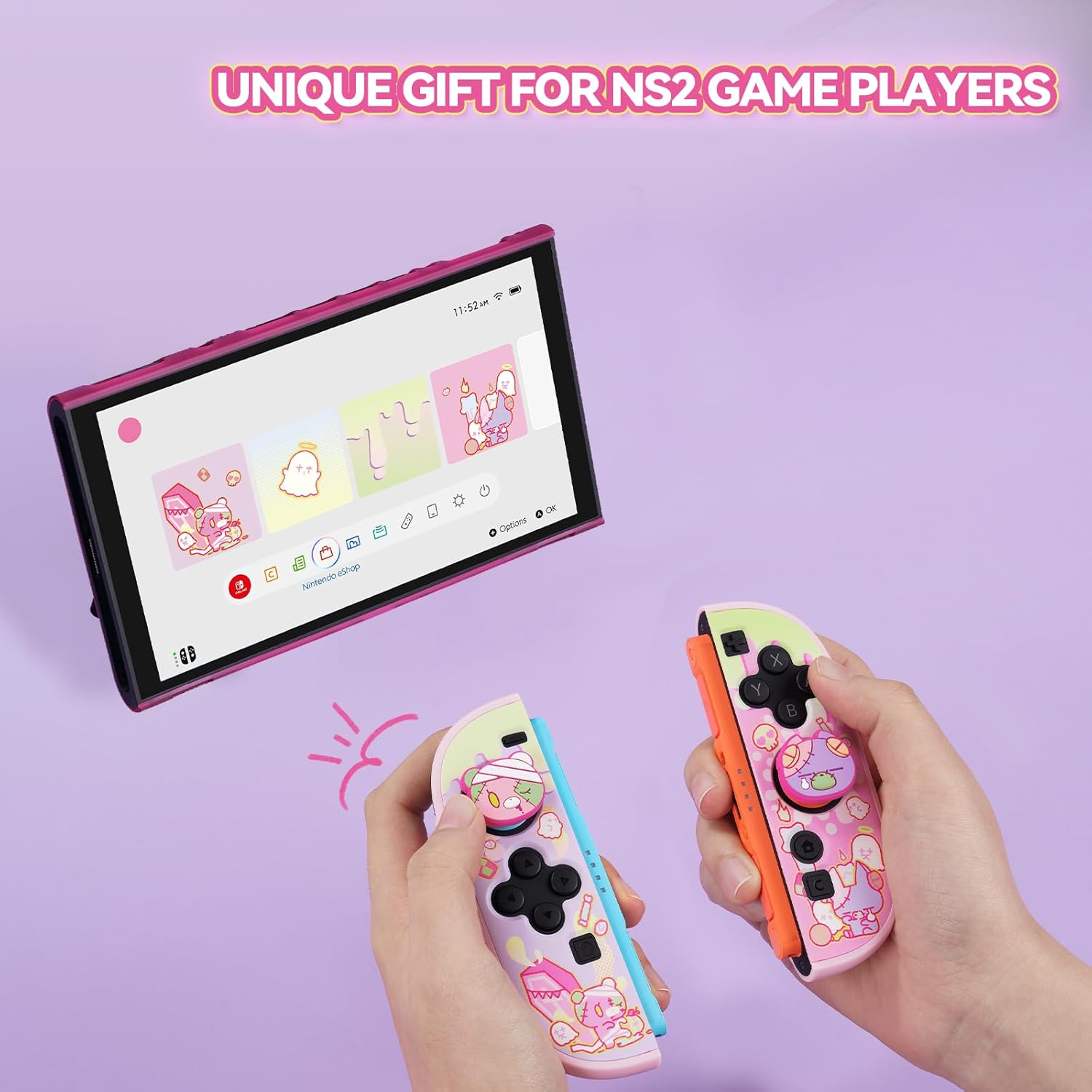 GeekShare Joystick Caps Compatible with Switch 2 - Anti-Slip Thumb Grip Caps - 4PCS Silicone Analog Cover Cute Character Thumbstick Grips for Switch 2025, Patch Moe Doll - Image 6