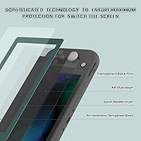 Vista 2 de eXtremeRate Paquete de 2 protectores de pantalla de vidrio templado transparente HD con borde verde cazador, protector de pantalla para Nintendo