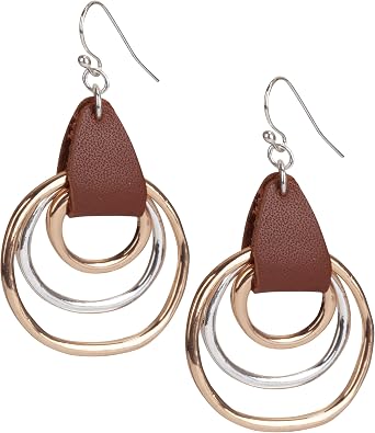 SPUNKYsoul 3 Circle Earrings for Women - Handmade, Lightweight 2-Inch Dangle - Bohemian Earrings - Trendy, Vintage, Unique Jewelry - Ideal for Weddings & Gifting