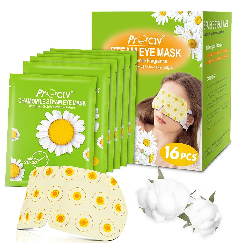 Máscaras térmicas descartáveis para os olhos ProCIV com fragrância de camomila, Pacote com 16