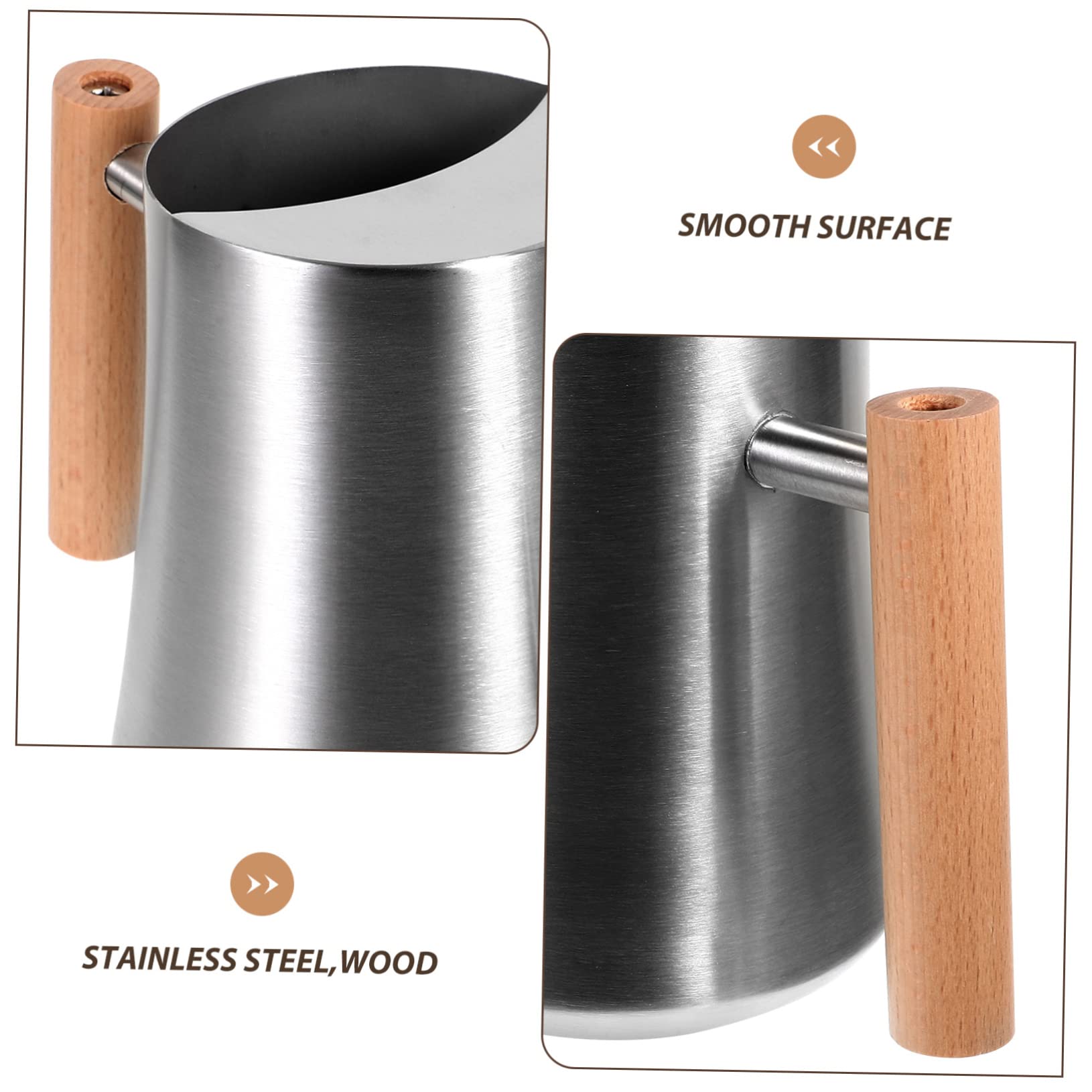 Regadera de Jardín Interior 1l de Acero Inoxidable Mango de Madera | Plata, Asa Ergonómica y Estructura Robusta, Uso en Casa y Exterior, para Plantas y Flores