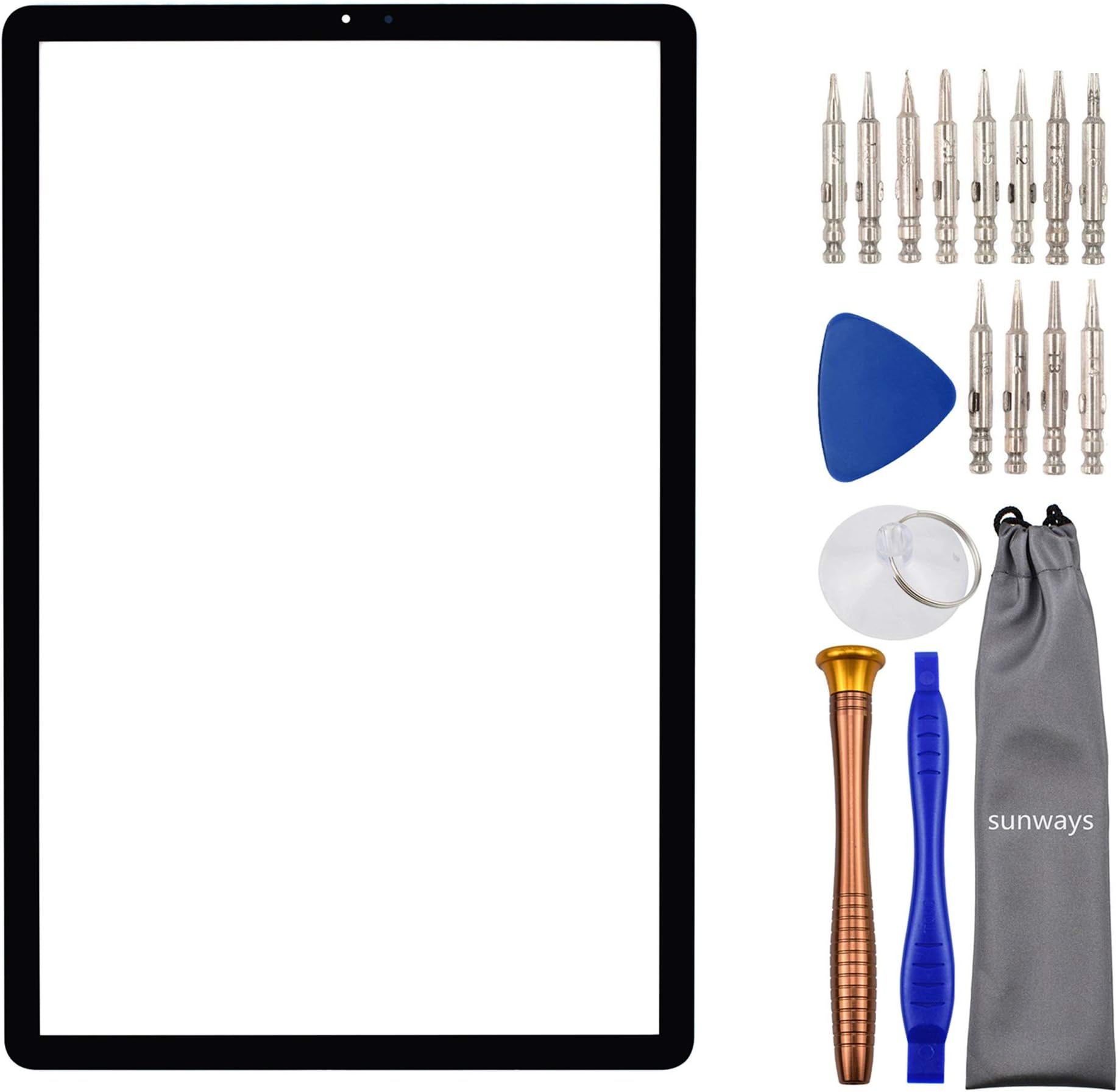 Sunways Glass Screen with Tool Kit Replacement for Samsung Galaxy Tab S5e SM-T725 SM-T720 Black