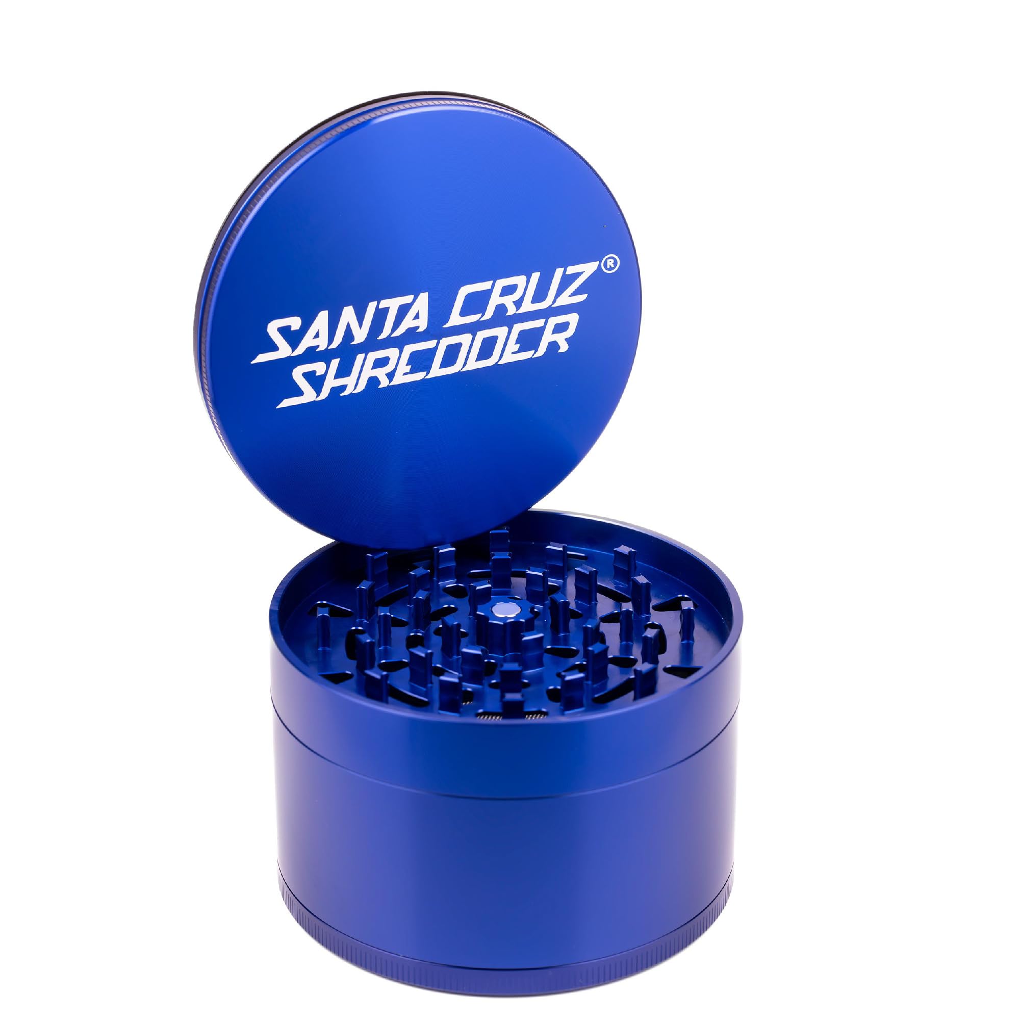 Santa Cruz Shredder Jumbo Metal Herb Grinder – Premium 4-Inch Aluminum Grinder for Fluffy and Even Grinding, Durable Knurled Top with Strong Magnetic Lid – Made in the USA (Blue)