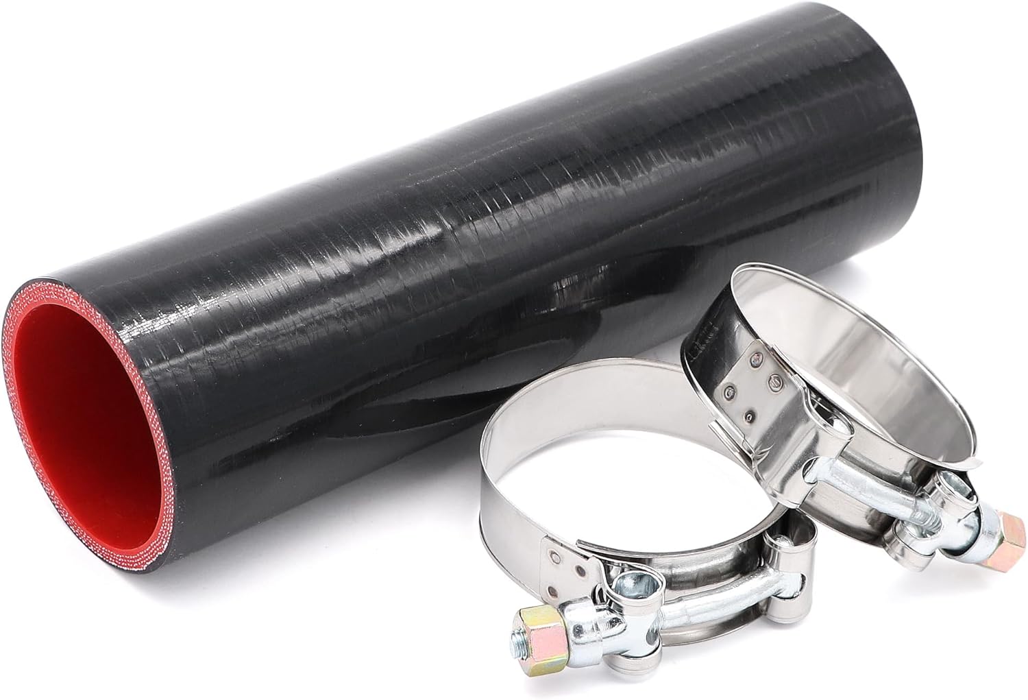 ID 3inch 4-Ply Straight Coupler Silicone Hose 5mm Thickness 12inch Length With 2 X Stainless Steel T-clamps (3inch(76mm))