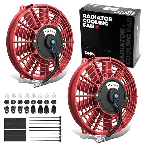 Vista 31 de DNA Motoring Ventilador de radiador delgado de enfriamiento eléctrico de alto rendimiento de 7 pulgadas con kit de montaje, azul, RAF-7-BL+FMK