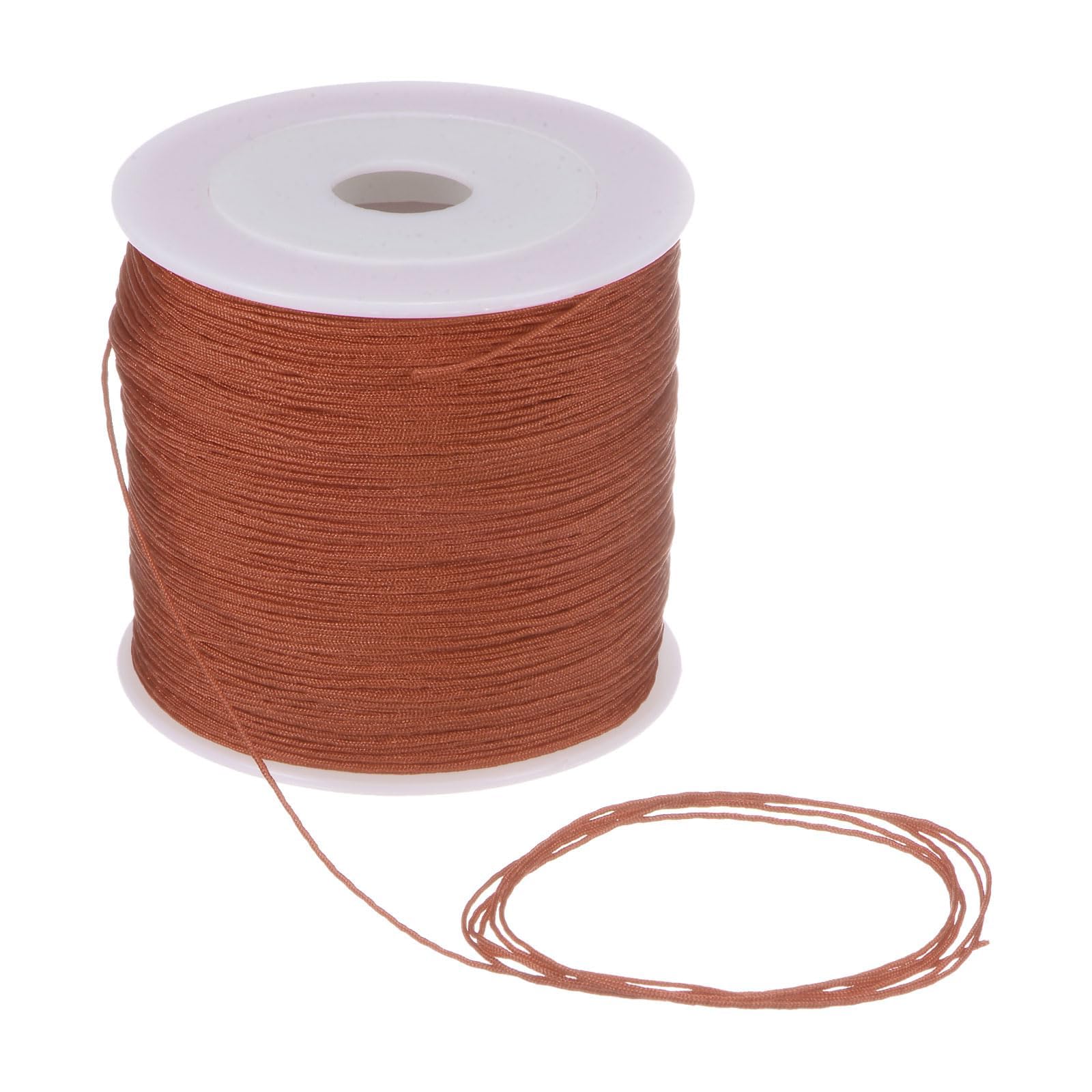 Unifizz 0.6mm Nylon String Cord 164 Yards, Satin String for Bracelet, Chinese Knotting, Beading Thread, Jewellery Making, Braided Necklace & Craft – Brown