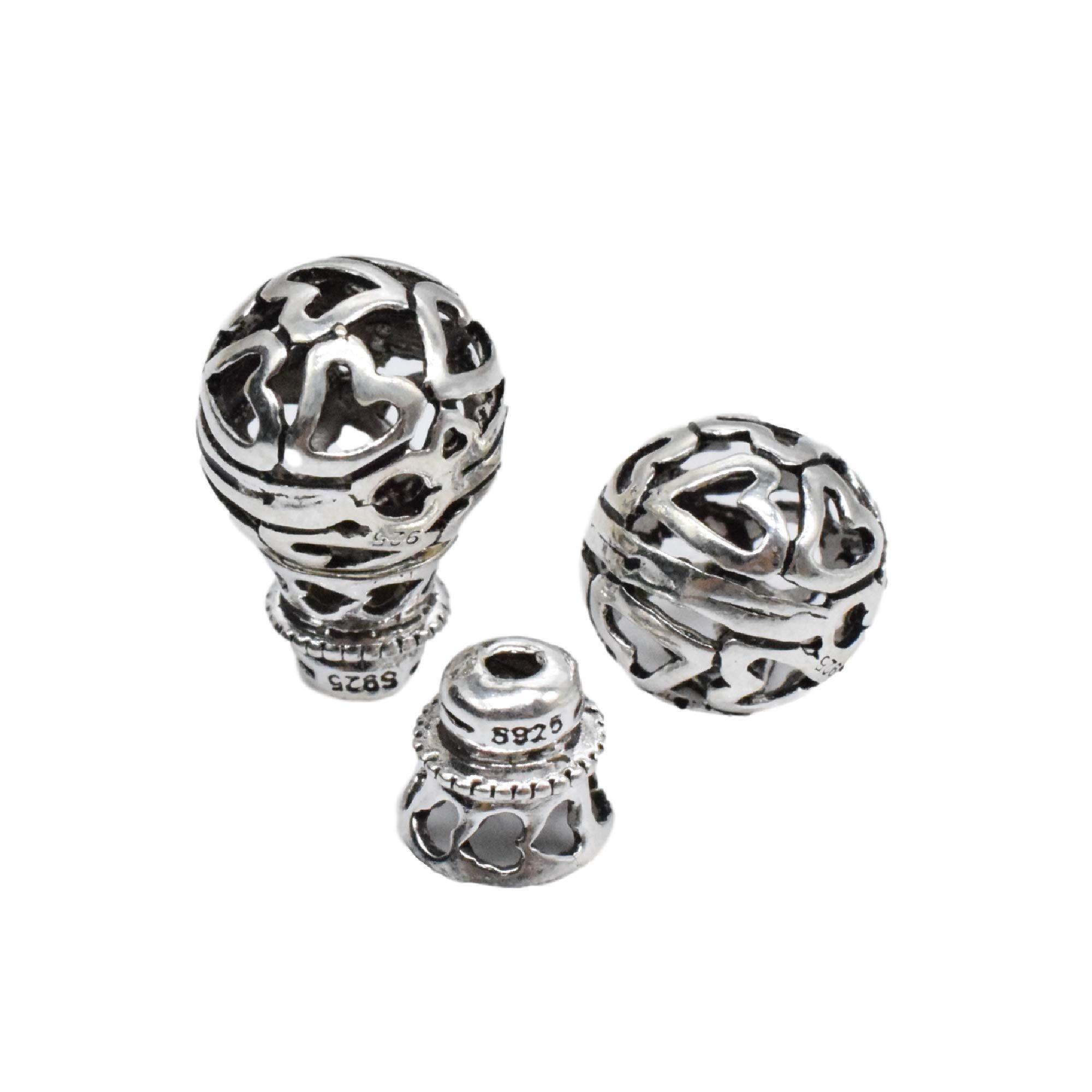 BBDMind 2 Sterling Silver Mala Bead, Sterling Guru Beads, 925 Silver Guru Beads, Love Heart Guru Beads, Sterling Prayer Beads
