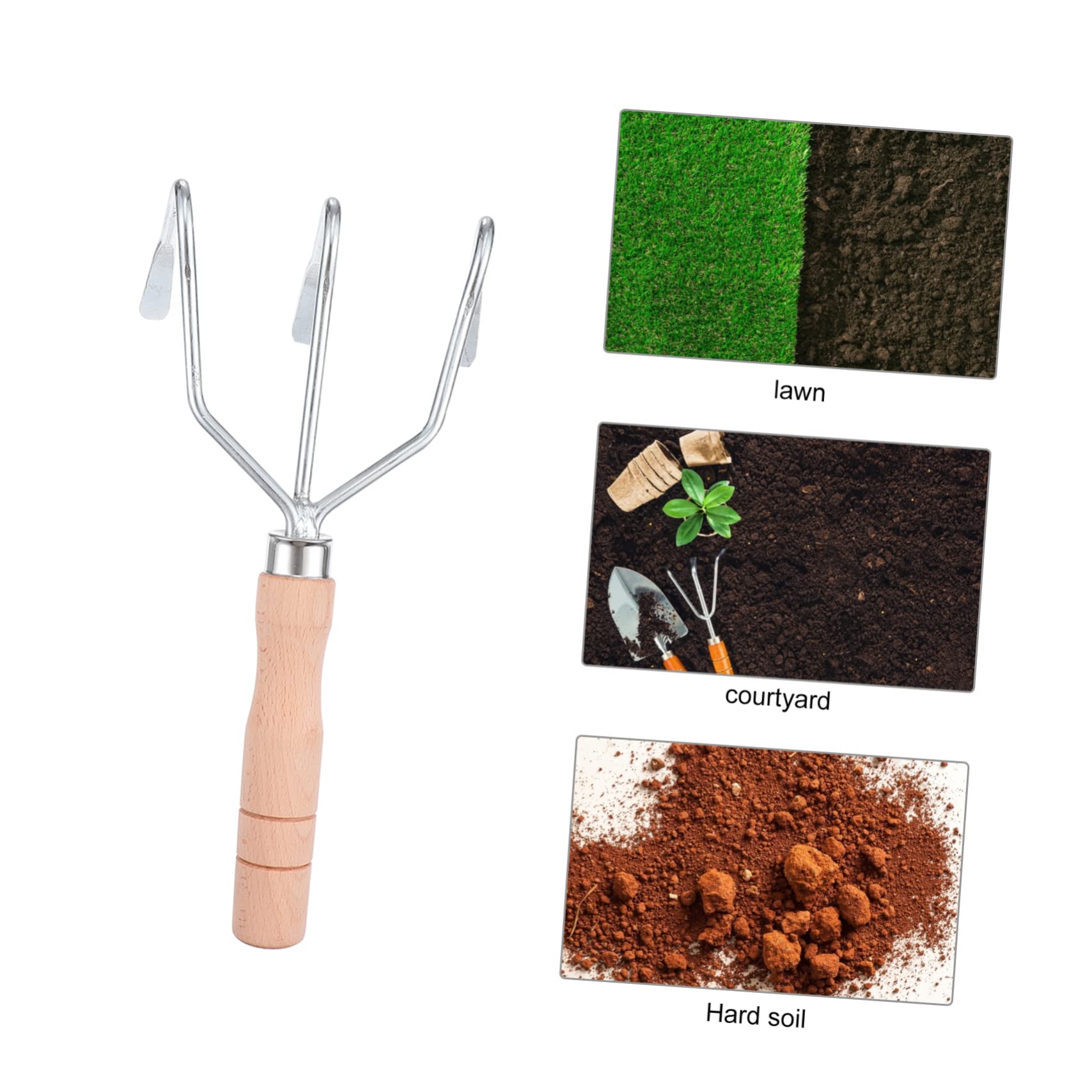 Sosoport 3 Pezzi Rastrello da Giardino a Mano Robusto Coltivatore Rastrello a Mano per Terreni Mini Rastrello da Giardino Strumento da Giardino Coltivatore Forniture da Giardino