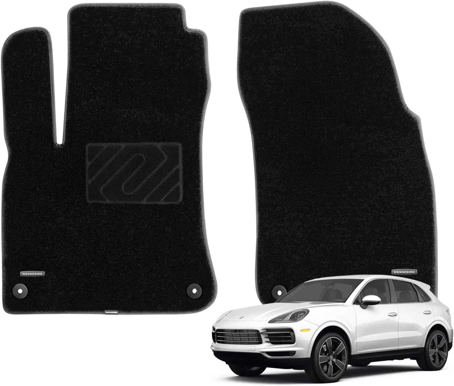 WENNEBIRD Superior Carpet Front Row Floor Mats for 2019-2025 Porsche Cayenne, 0.5-Inch Ultra-Thick, Noise-Reducing, All-Weather Waterproof Anti-Slip – 2-Pc Set 2019-2025 Cayenne 2-Pc Set