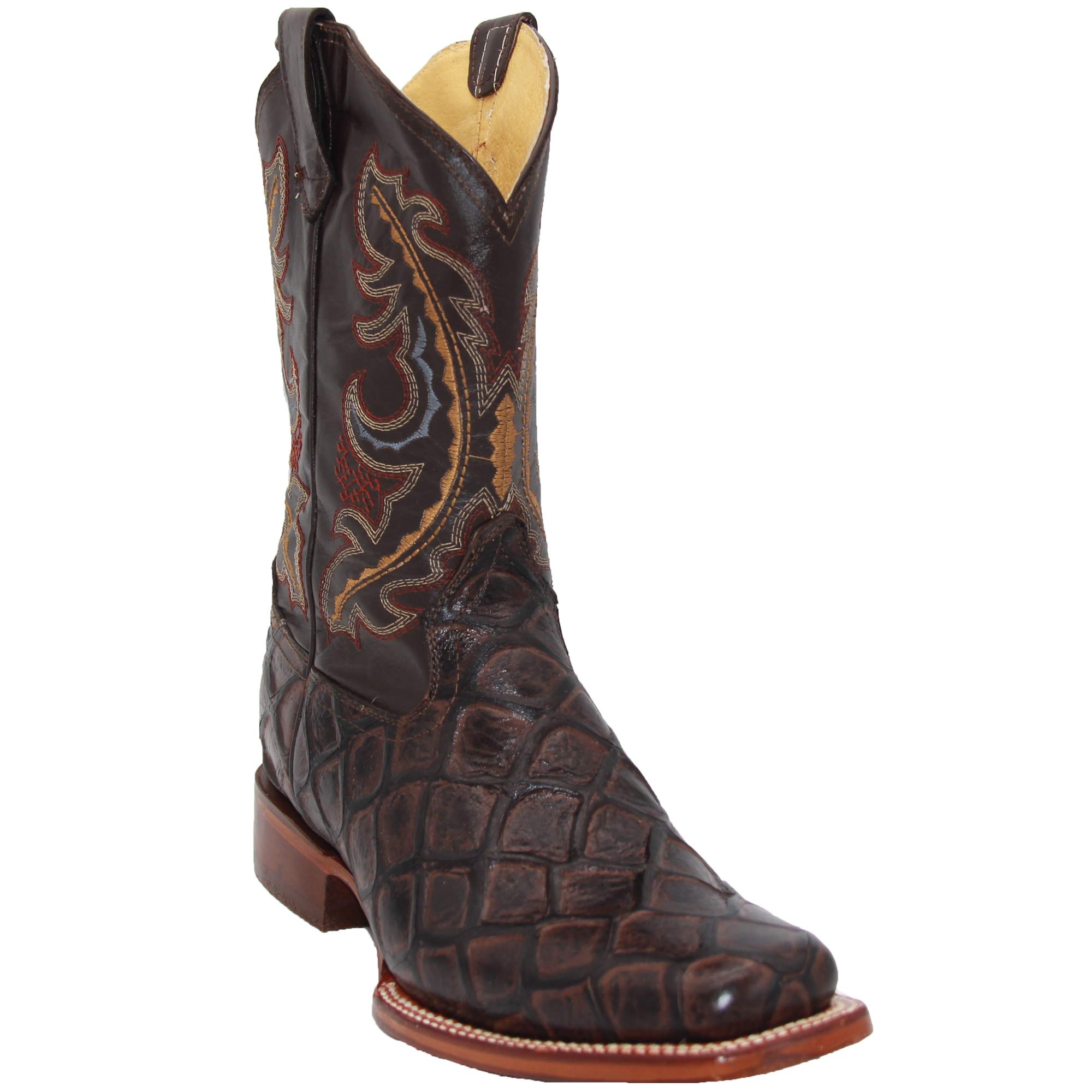 Western Shops Men’s Leather Pirarucu Fish Print Cowboy Western Boots