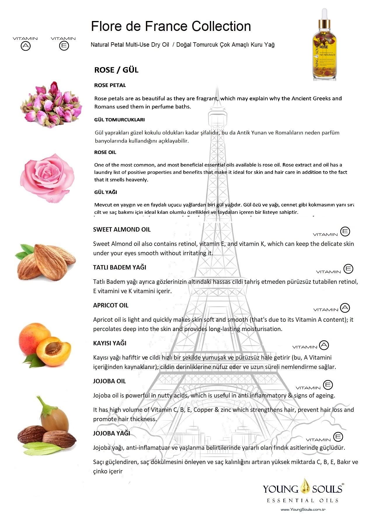 Young Souls Aromatherapy Rose Multi Use Oil Gül Yüz Saç Tırnak & Vücut Bakım Kuru Yağ 100 ml