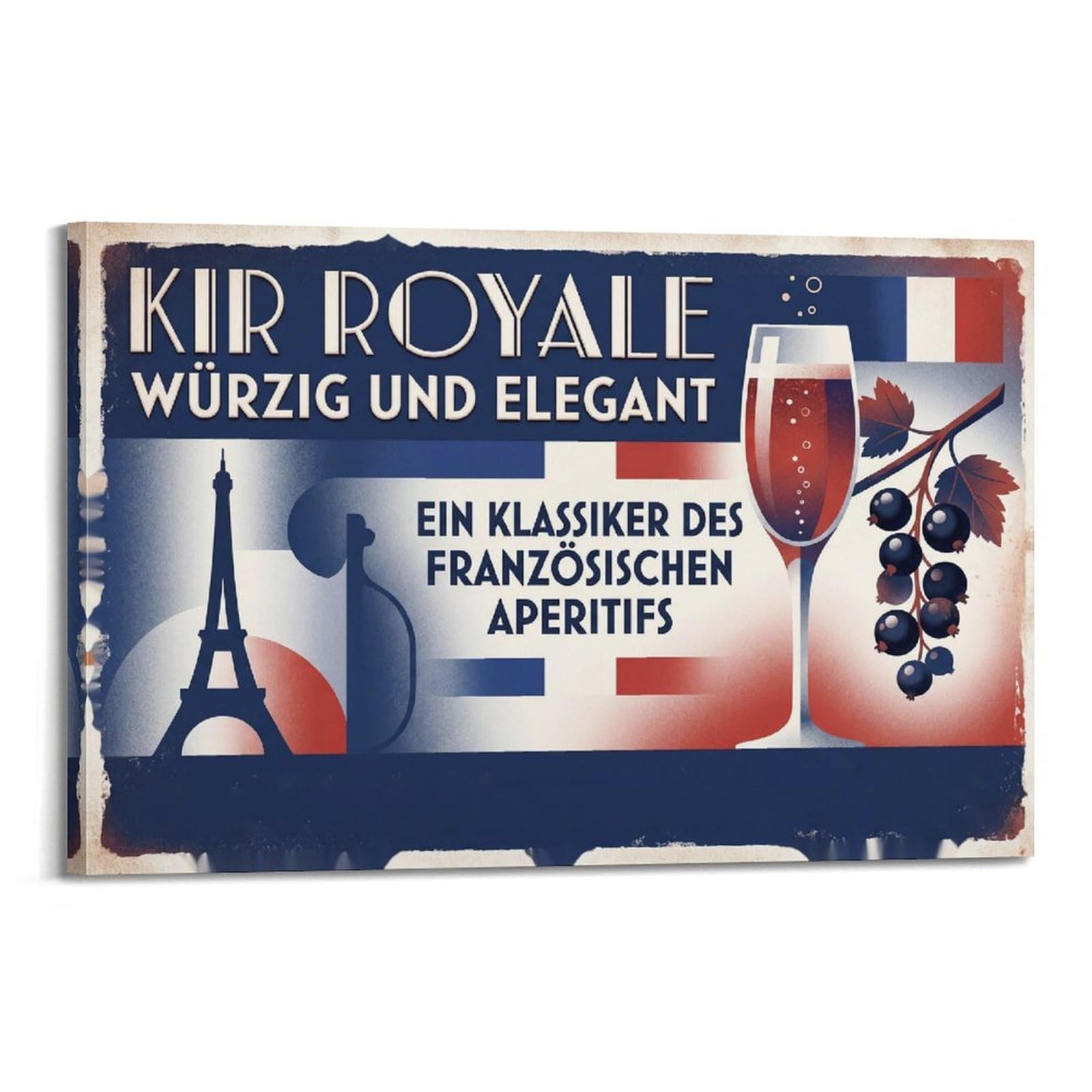 OKAHYS Kir Royale Poster Expert Classic Cocktail Beverage Recipe Modern Decorative Canvas Prints - Ideal Wall Art for Family, Man Cave, Game Room, Boys & Girls Bedroom 24x36inch