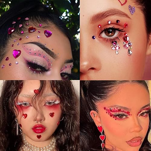 Miniatura 9 de 8 hojas de gemas faciales, joyas para maquillaje, 20 colores de diamantes de imitación para el cabello, perlas de ojos, gemas para el cuerpo, joyas