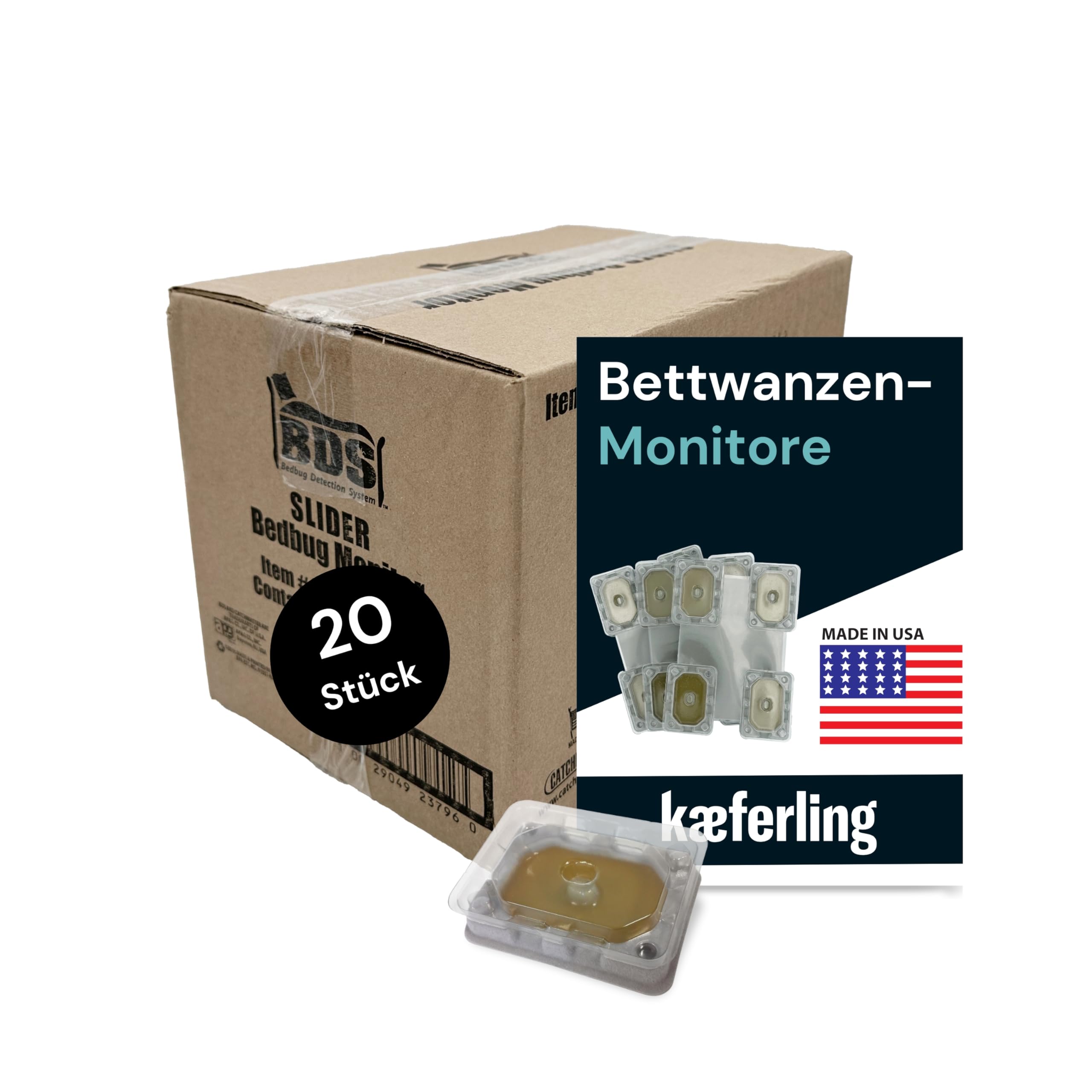 Catchmaster Bettwanzen Monitor 20X - Vorteilspack für Hotel, Hostel und Ferienwohnungen - Bettwanzen Detektor für Befallermittlung - Geruchloser Detektor zur Prävention