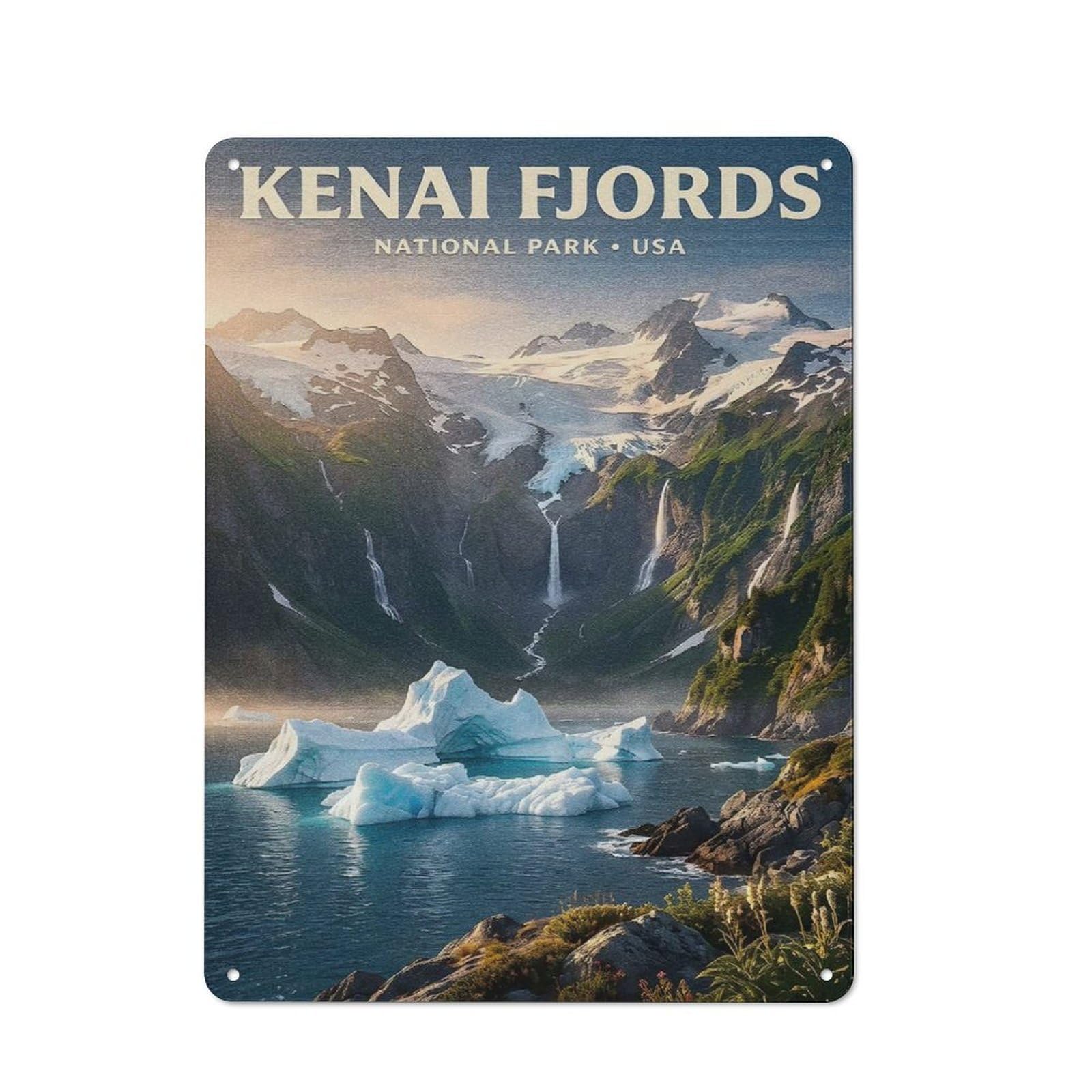 Junmoney Style-18 Kenai Fjords National Park (3) Retro Metal Wall Decor 40X30cm, Vintage Metal Sign For Cafe, Pub, Workshop Or Home Bar