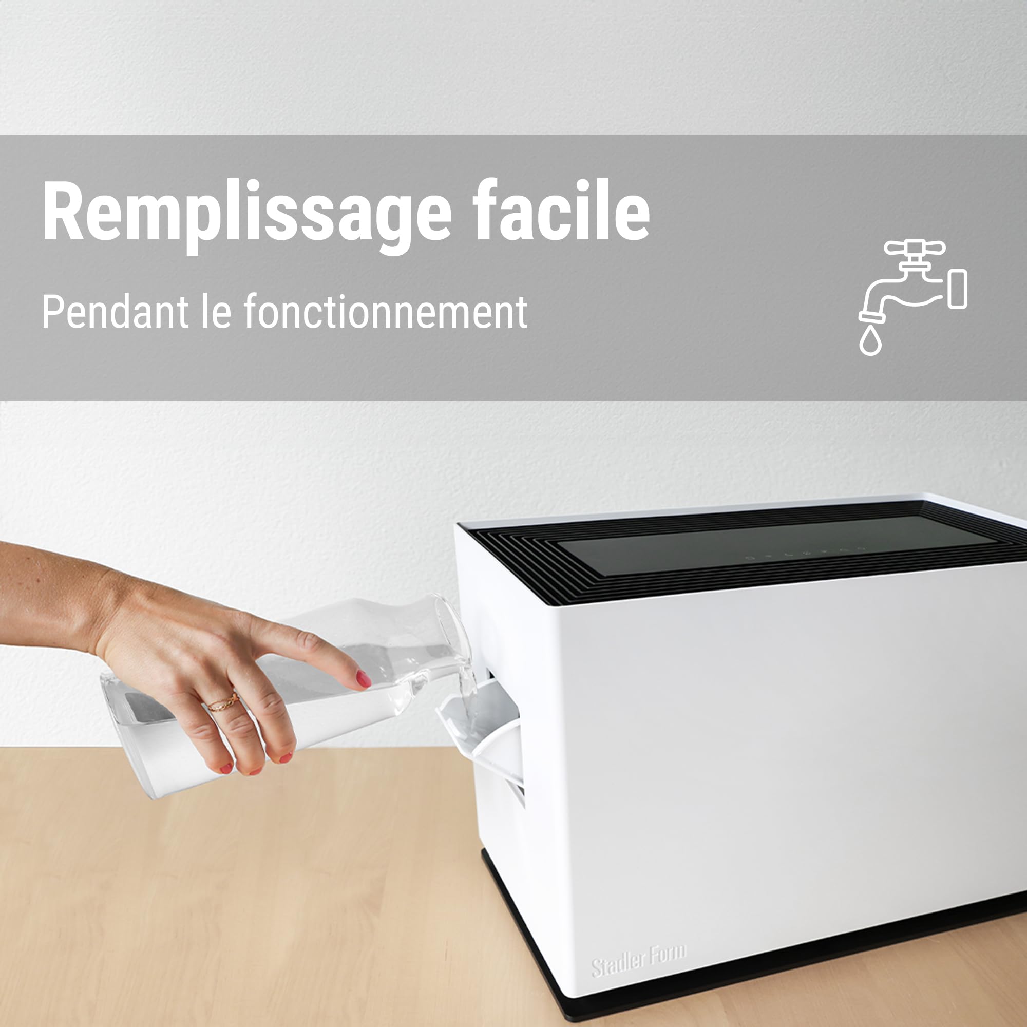 Stadler Form humidificateur Noah Pro, pour grandes pièces jusqu’à 200 m², forte puissance d’humidification, économe en énergie, 4 niveaux et mode turbo, hygrostat, WiFi, silencieux, blanc
