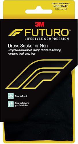 Futuro -71038EN Calcetines de vestir para hombres compresión moderada 0591-0787inHg ayuda a mejorar la circulación para ayudar a reducir la