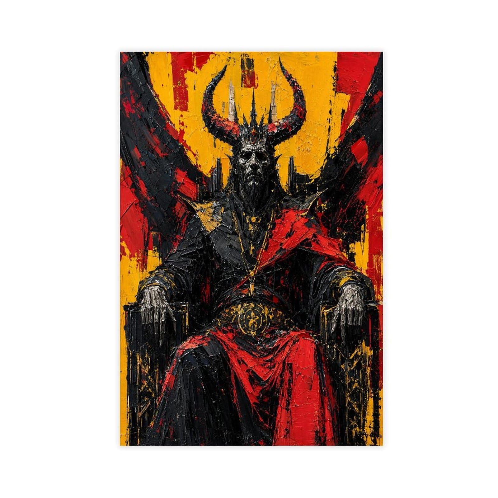 W7c8u2x3 Unframe-Style-18 Dark Horned King Canvas Wall Art, Fantasy Villain Gothic Oil