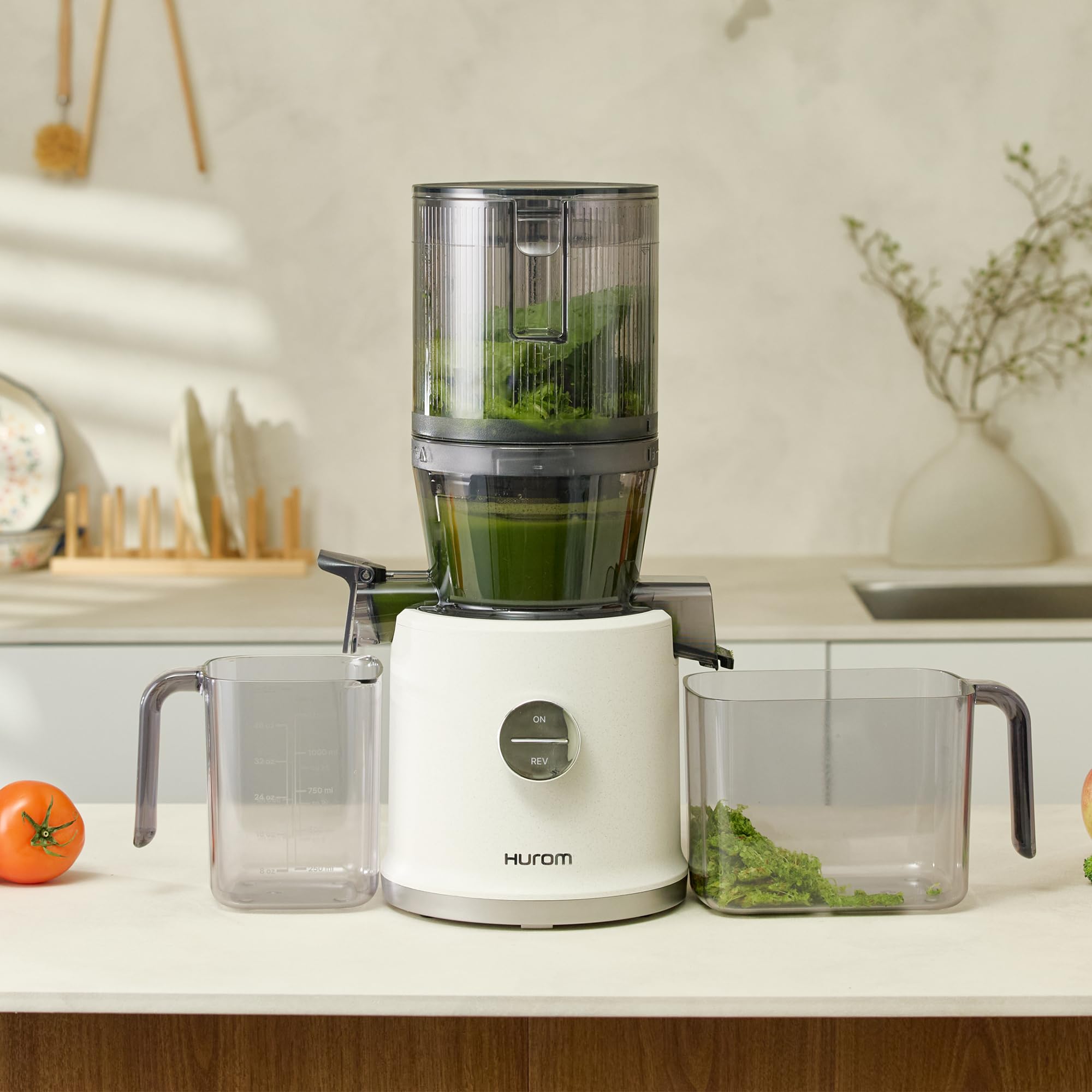 Hurom H80-ST Neuer Slow Juicer | Elektrische Kaltpresse | Entsafter für Gemüse & Obst | 2.2L Kapazität | Automatische Entsaftungsfunktion | BPA-frei | 15 Jahre Garantie | 200W | (Titangrau)