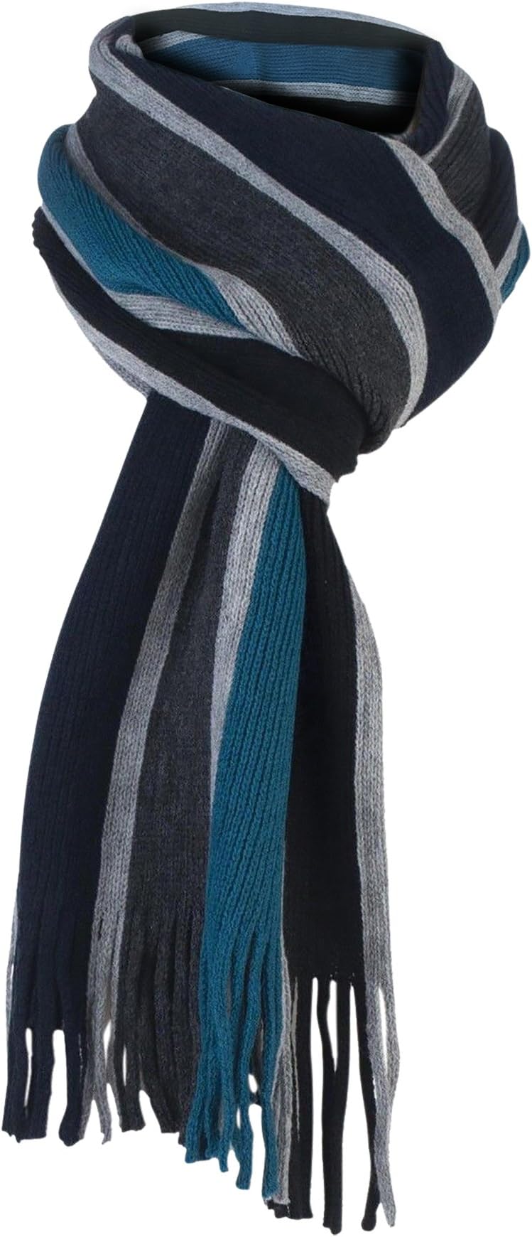 Giovanni CassiniMens Luxury Italian Inspired Stylish Warm Knitted Striped Winter Scarf One Size