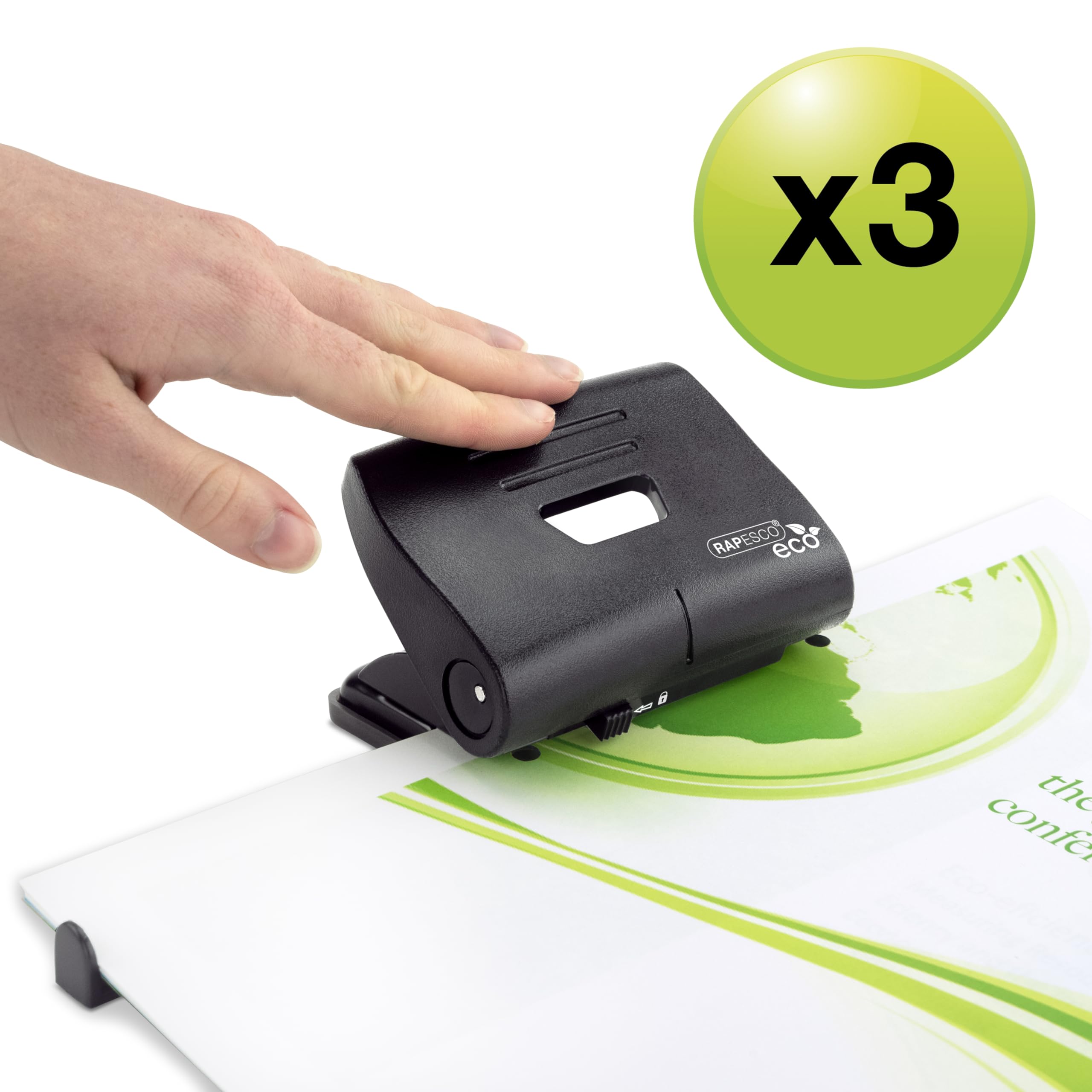 Perforatrice 2 Fori Rapesco 820 - Metallo, Per 22 Fogli, Distanza 80mm - Foto 2